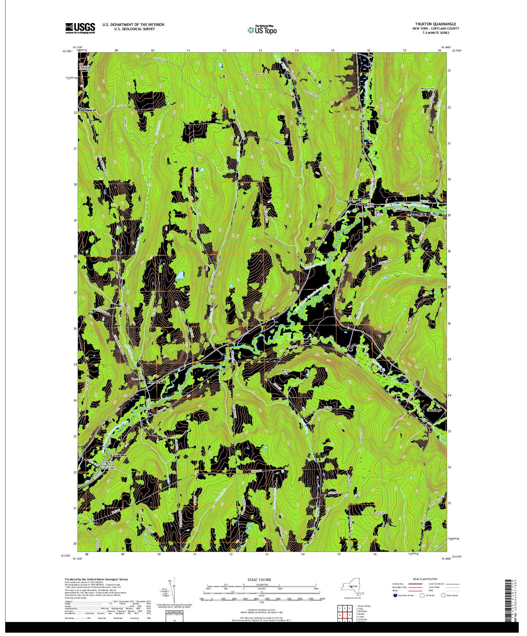 USGS US TOPO 7.5-MINUTE MAP FOR TRUXTON, NY 2019