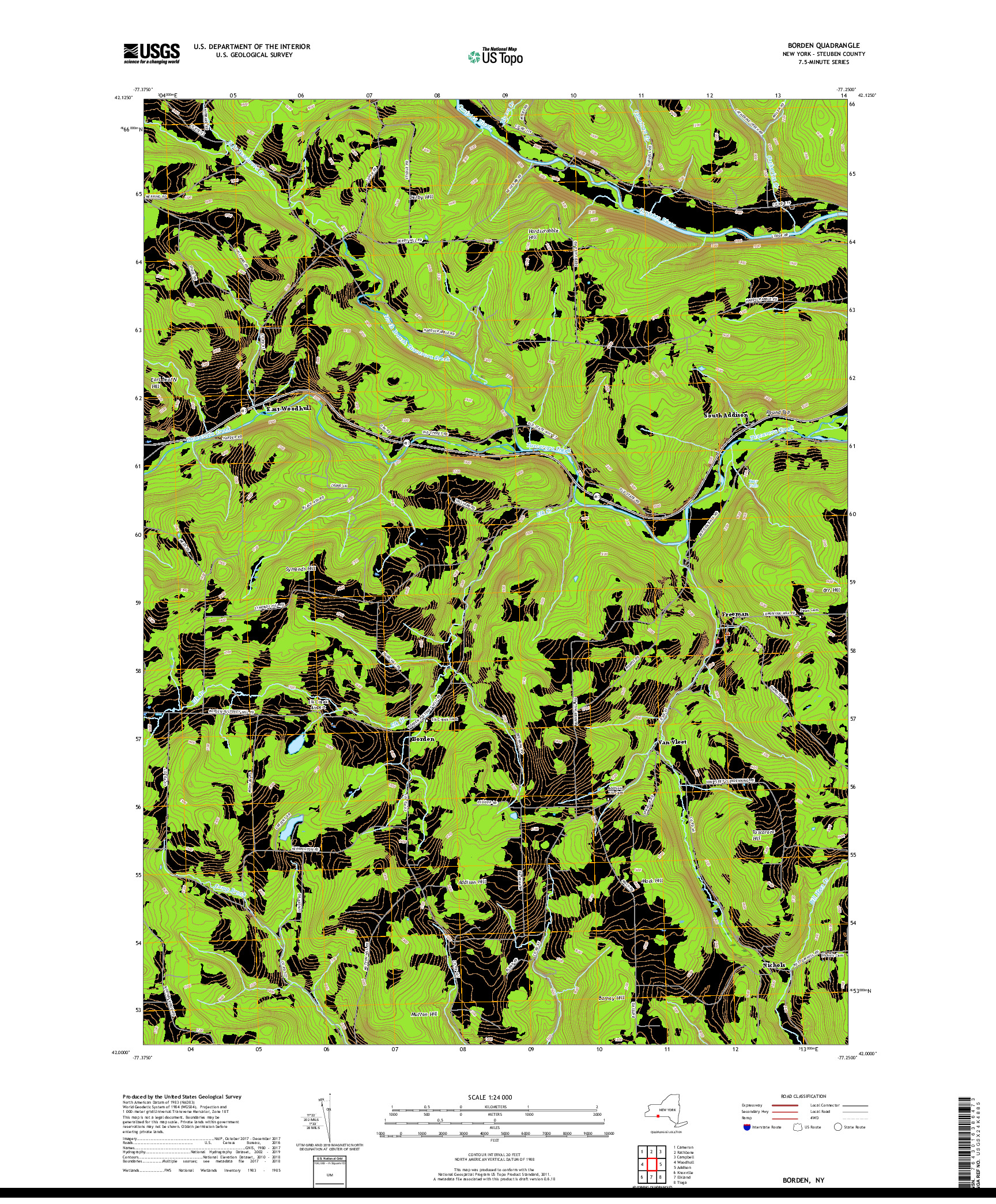 USGS US TOPO 7.5-MINUTE MAP FOR BORDEN, NY 2019