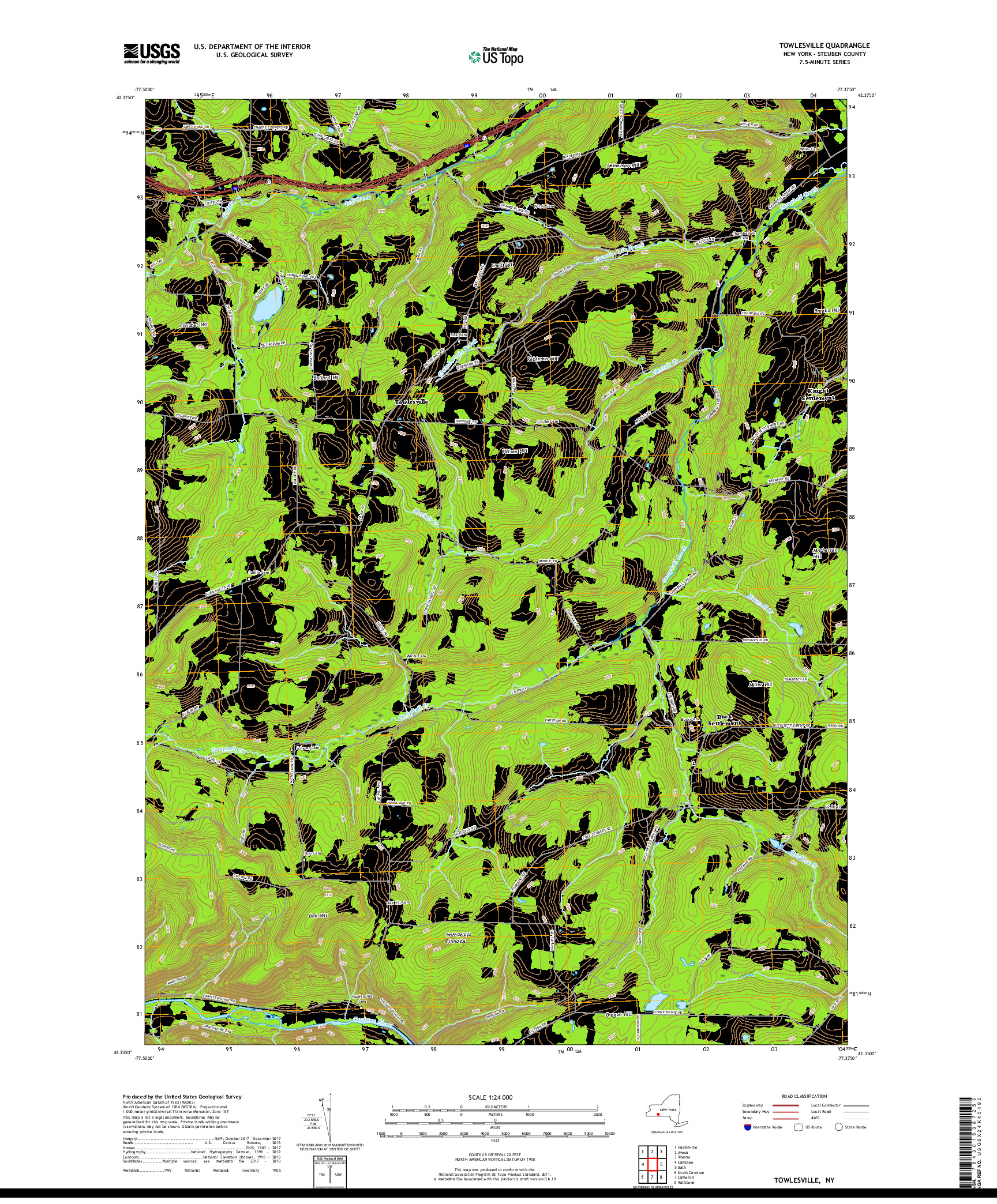 USGS US TOPO 7.5-MINUTE MAP FOR TOWLESVILLE, NY 2019