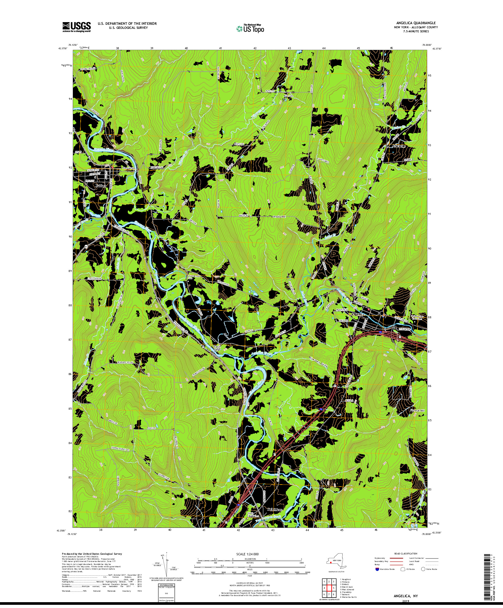 USGS US TOPO 7.5-MINUTE MAP FOR ANGELICA, NY 2019