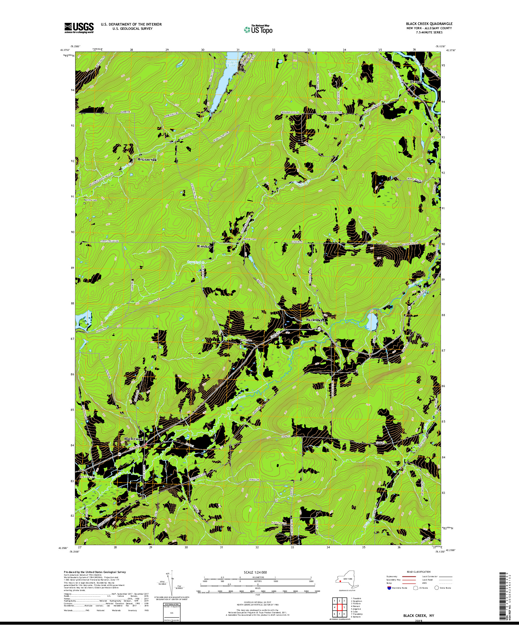USGS US TOPO 7.5-MINUTE MAP FOR BLACK CREEK, NY 2019