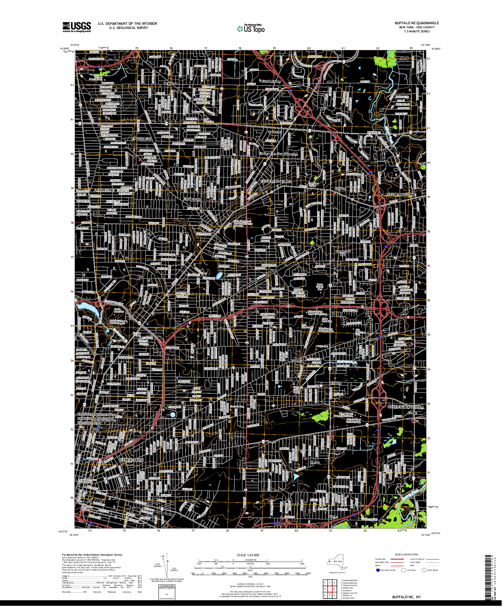 USGS US TOPO 7.5-MINUTE MAP FOR BUFFALO NE, NY 2019