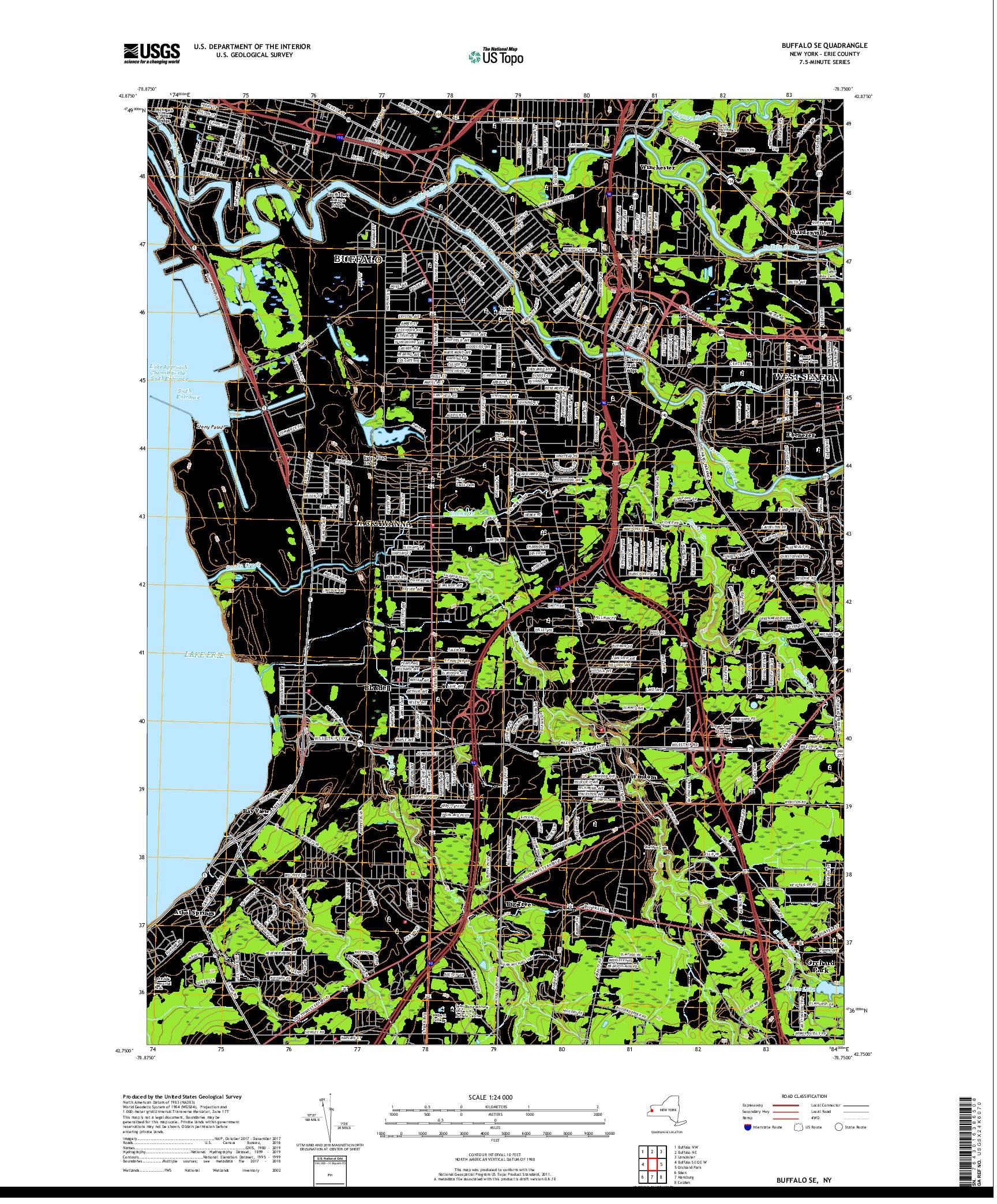 USGS US TOPO 7.5-MINUTE MAP FOR BUFFALO SE, NY 2019