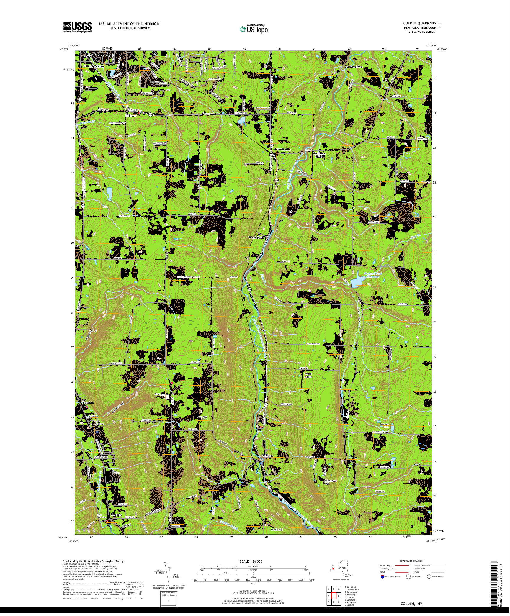 USGS US TOPO 7.5-MINUTE MAP FOR COLDEN, NY 2019