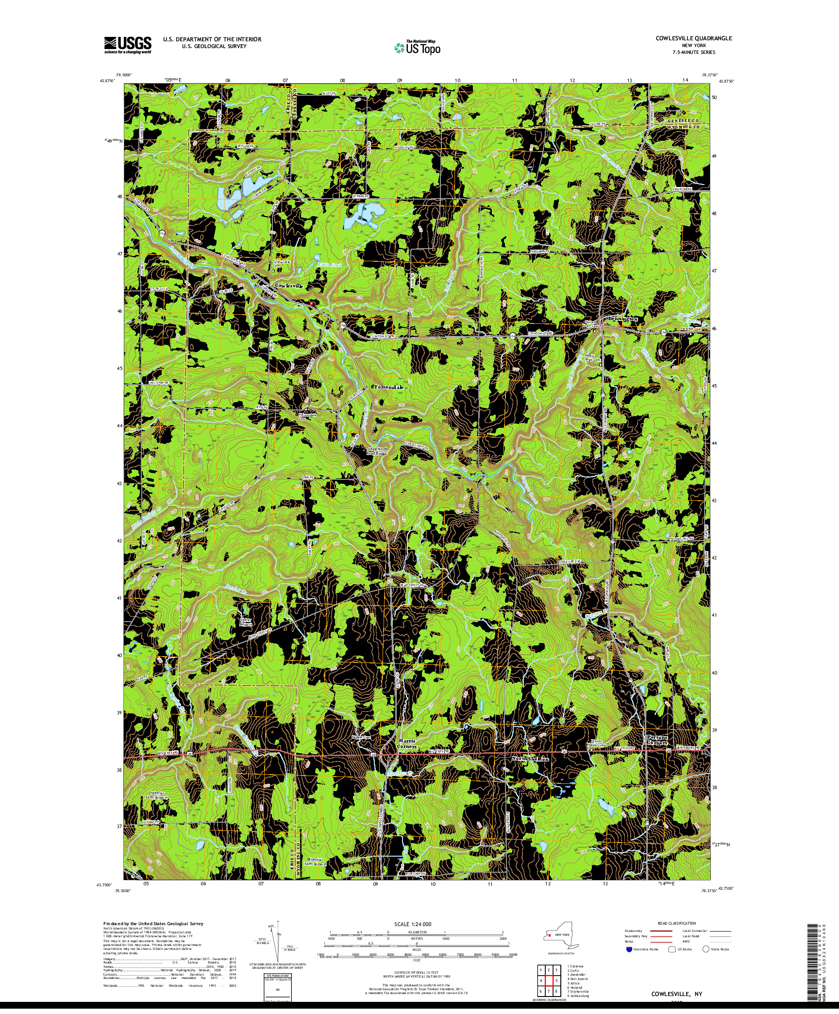 USGS US TOPO 7.5-MINUTE MAP FOR COWLESVILLE, NY 2019