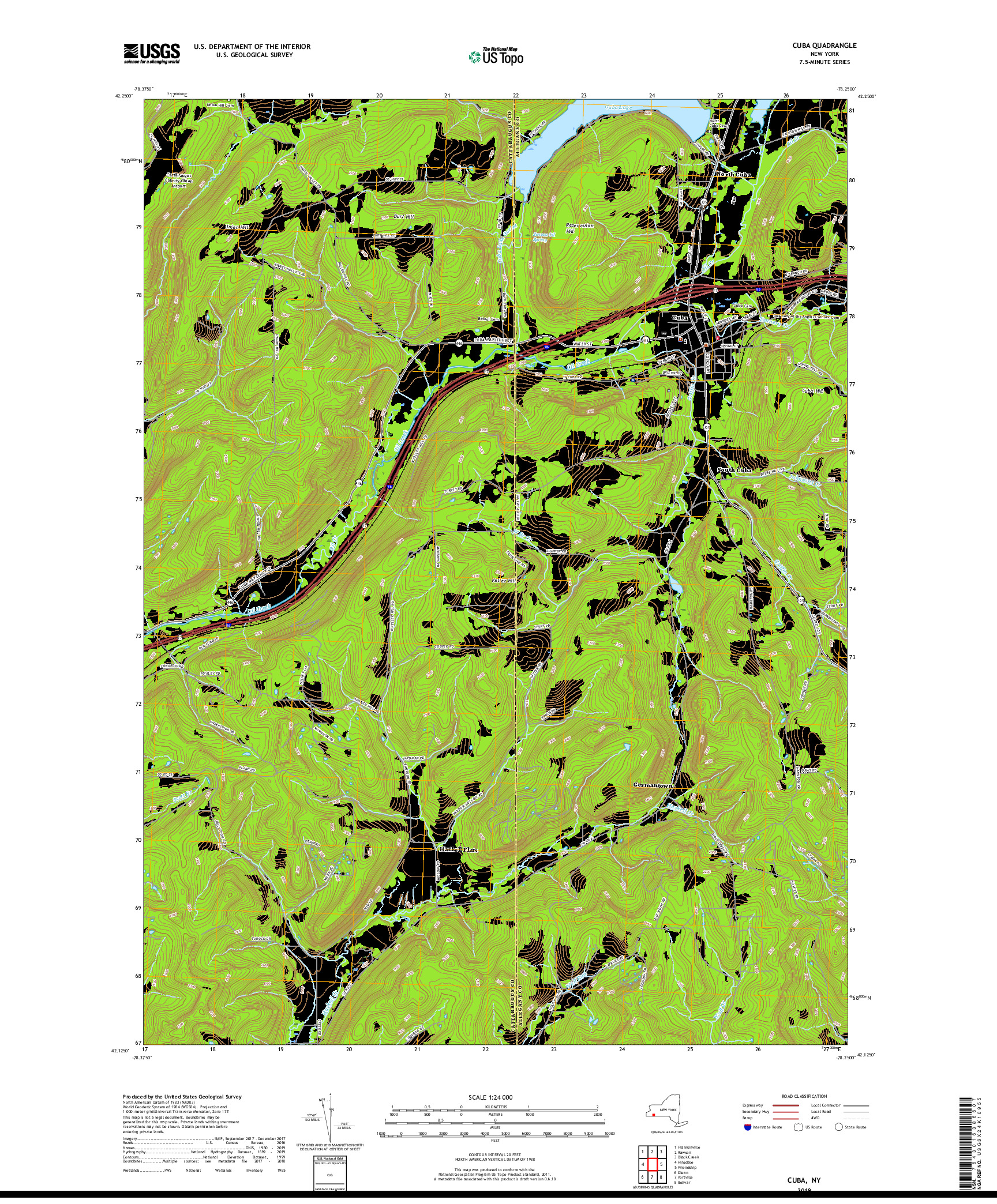 USGS US TOPO 7.5-MINUTE MAP FOR CUBA, NY 2019