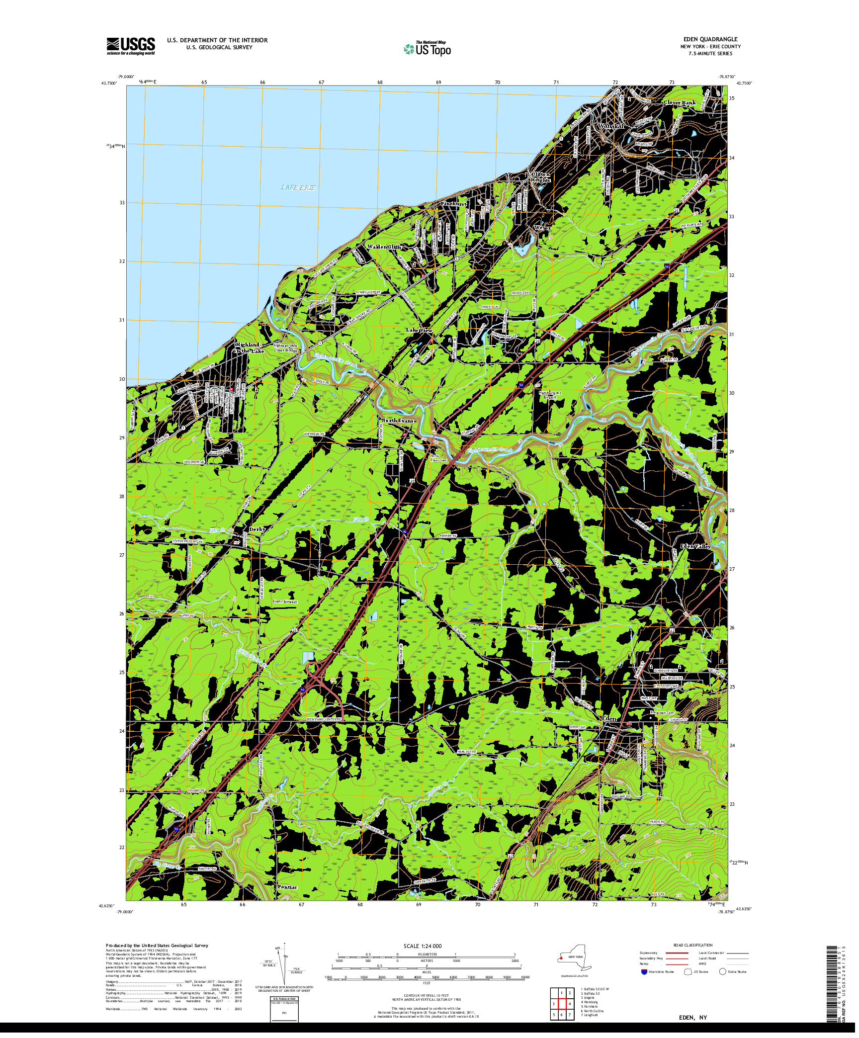 USGS US TOPO 7.5-MINUTE MAP FOR EDEN, NY 2019
