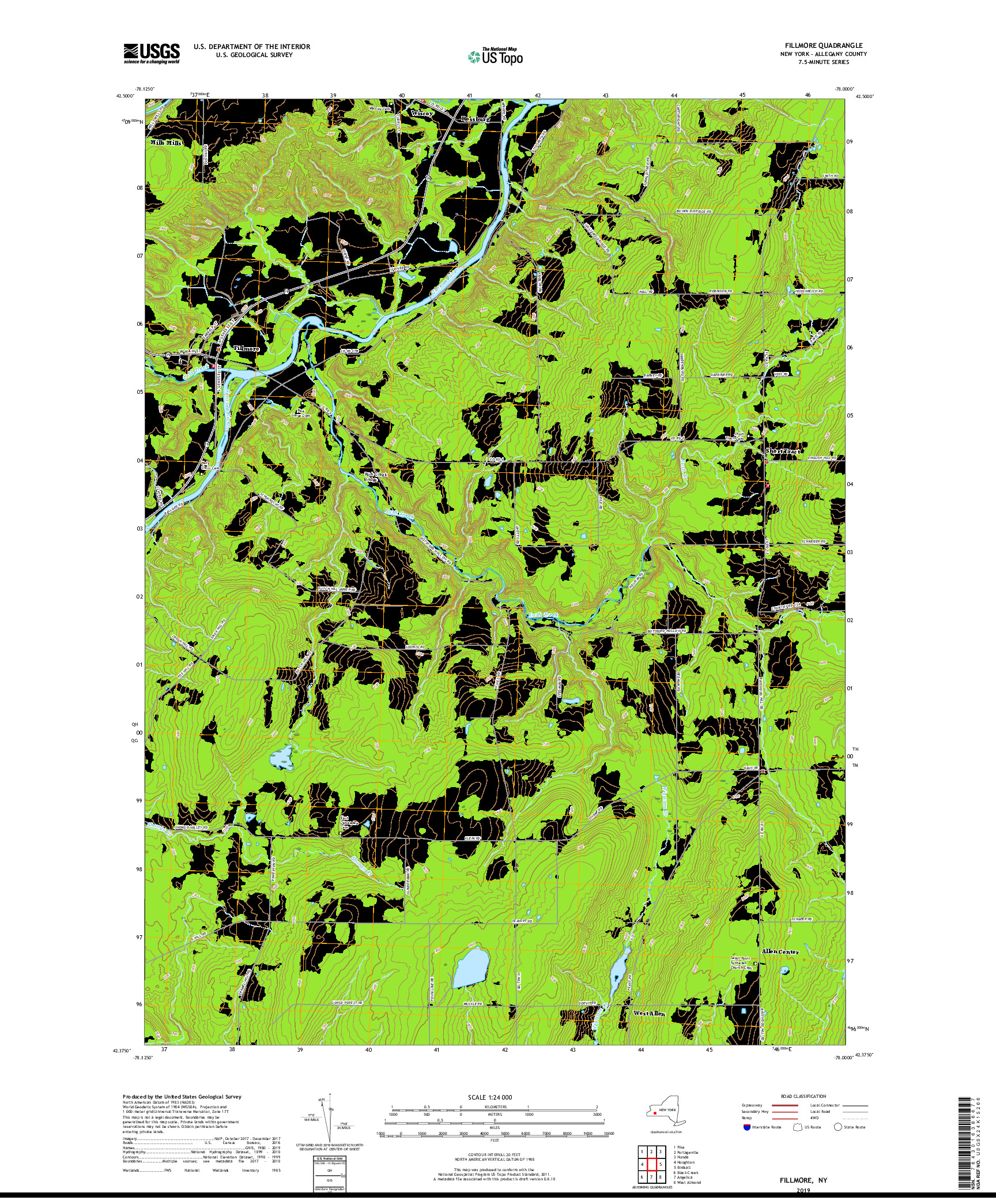 USGS US TOPO 7.5-MINUTE MAP FOR FILLMORE, NY 2019