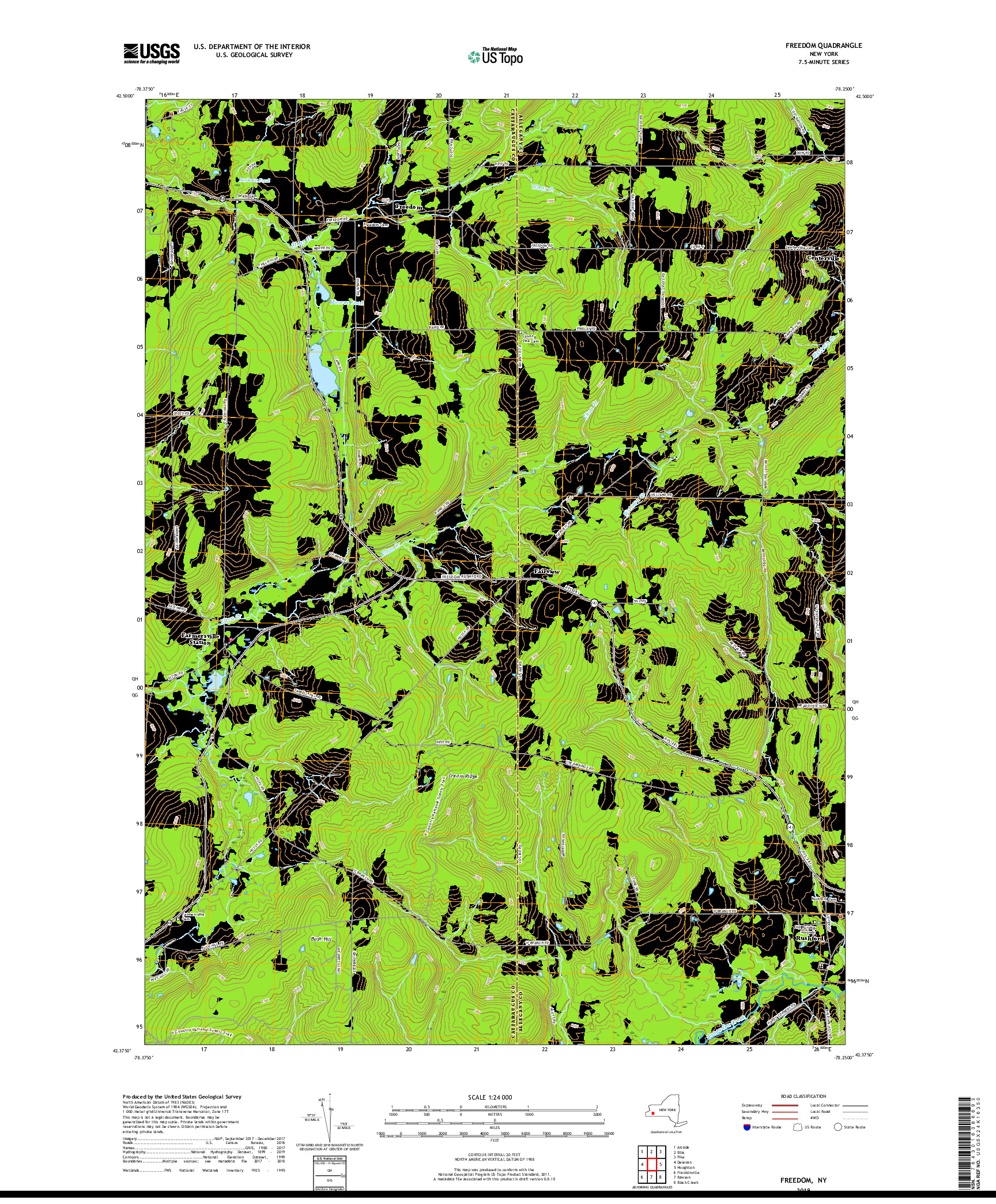 USGS US TOPO 7.5-MINUTE MAP FOR FREEDOM, NY 2019