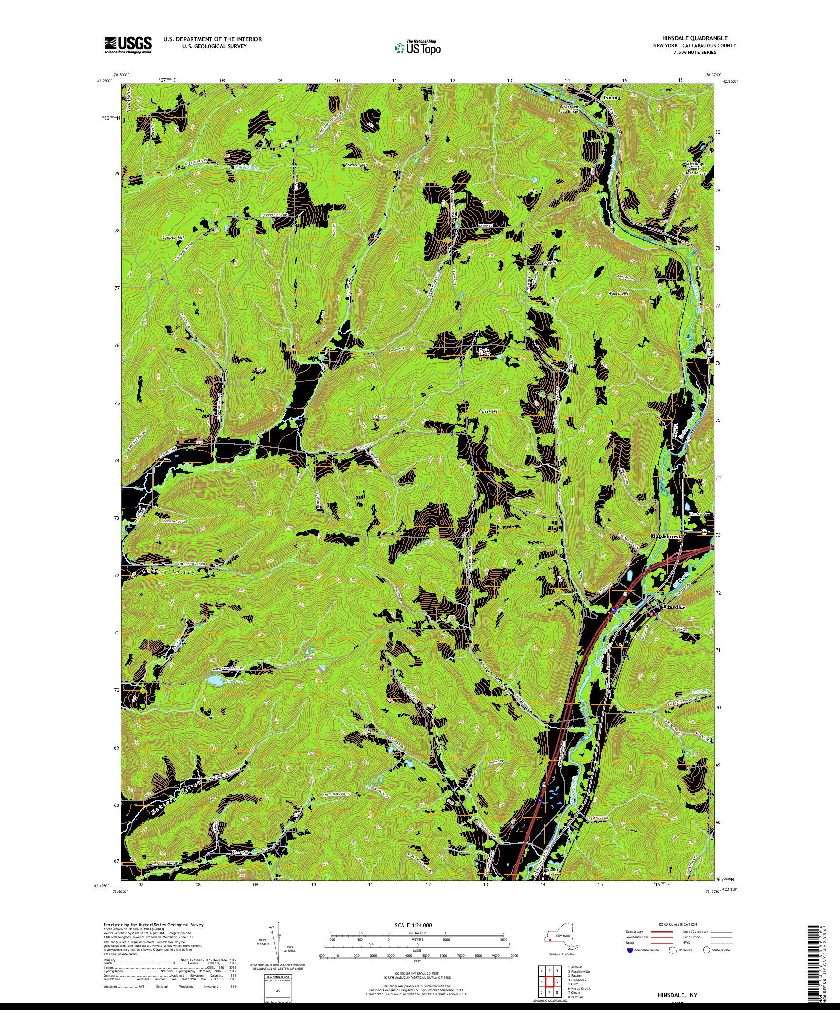 USGS US TOPO 7.5-MINUTE MAP FOR HINSDALE, NY 2019