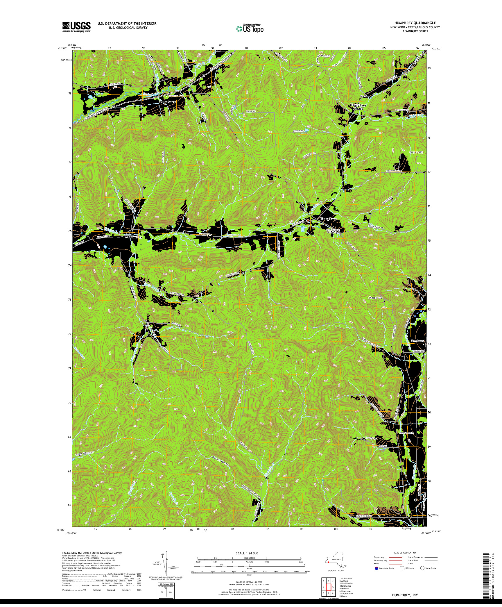 USGS US TOPO 7.5-MINUTE MAP FOR HUMPHREY, NY 2019