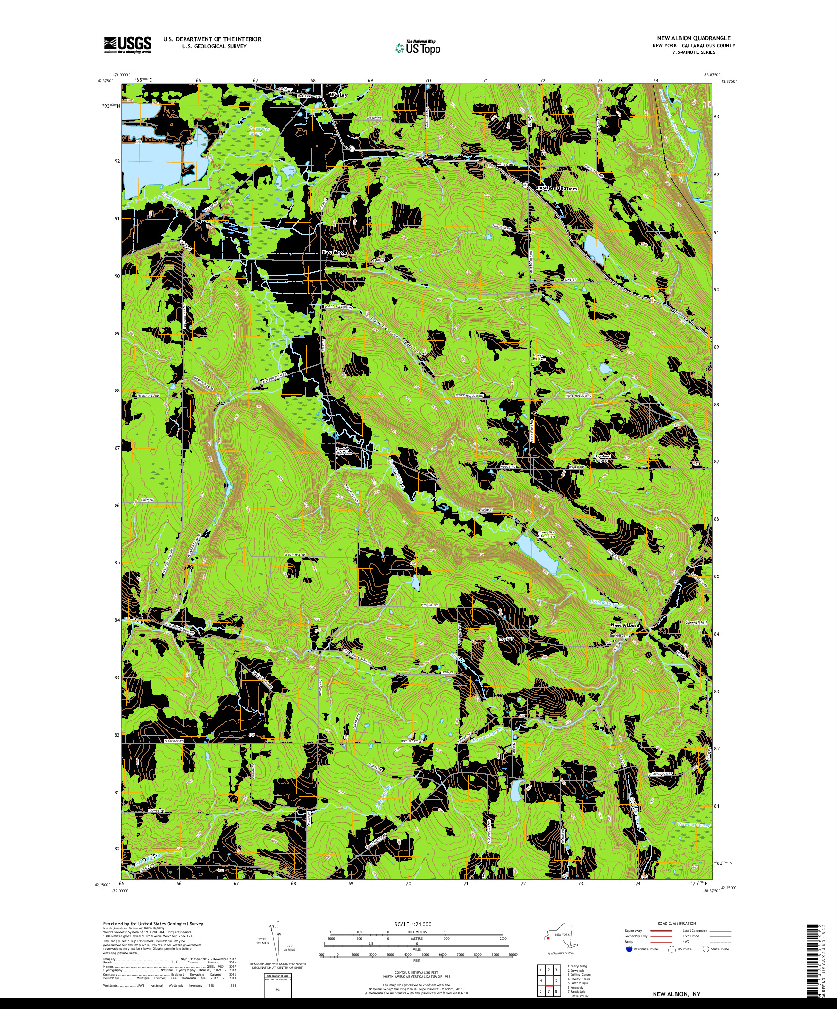 USGS US TOPO 7.5-MINUTE MAP FOR NEW ALBION, NY 2019