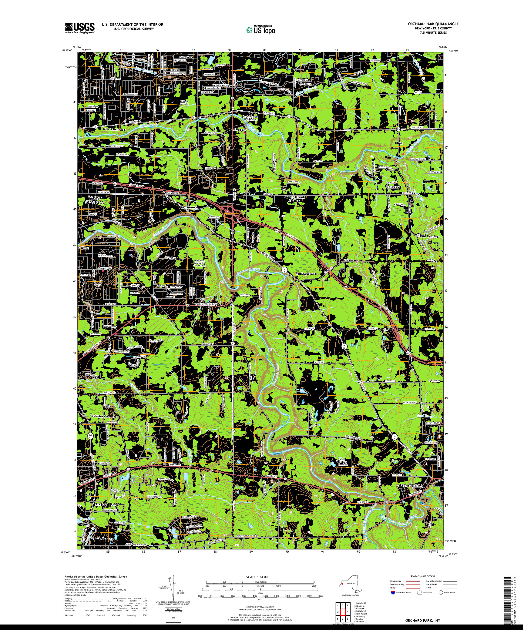 USGS US TOPO 7.5-MINUTE MAP FOR ORCHARD PARK, NY 2019