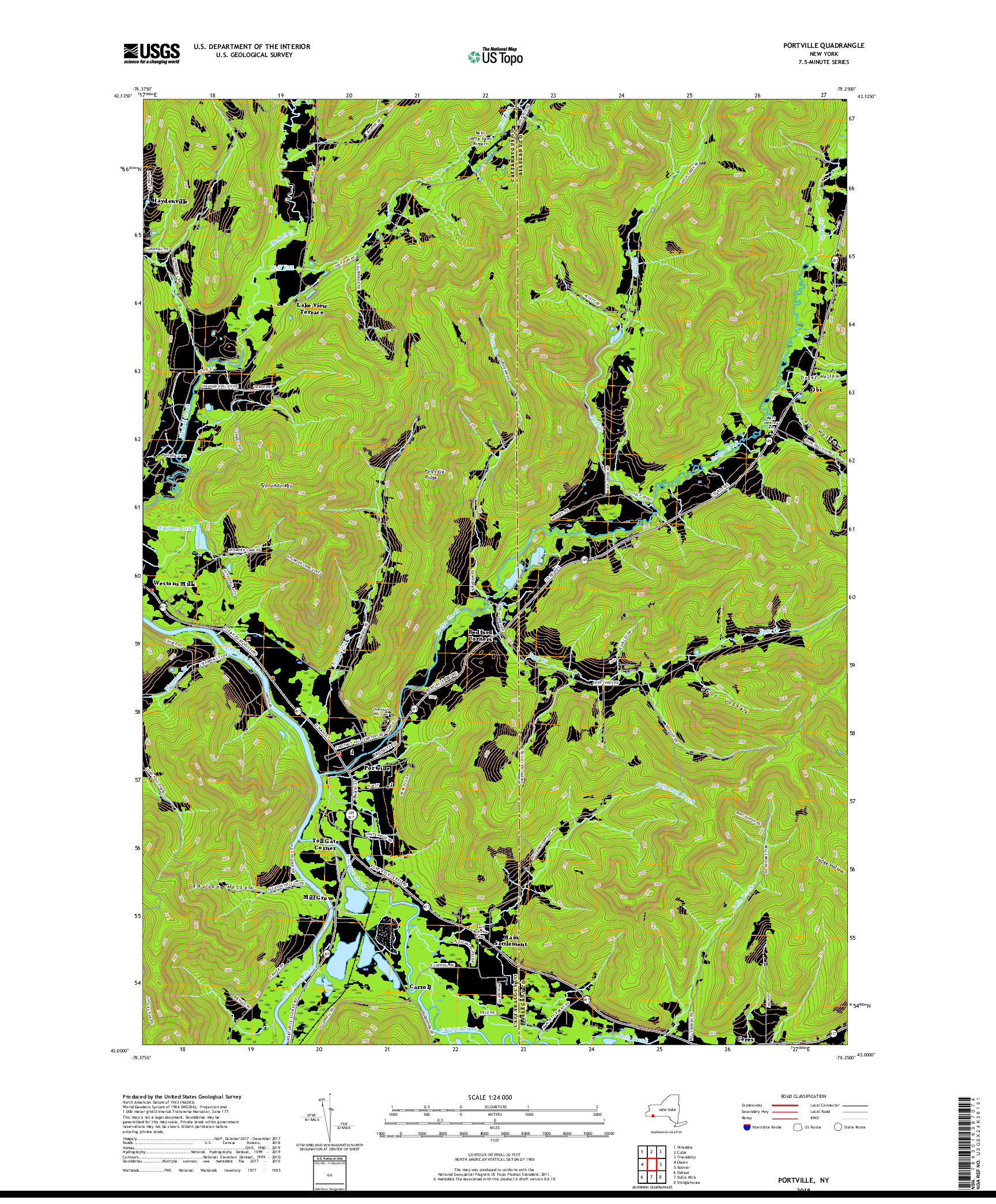 USGS US TOPO 7.5-MINUTE MAP FOR PORTVILLE, NY 2019