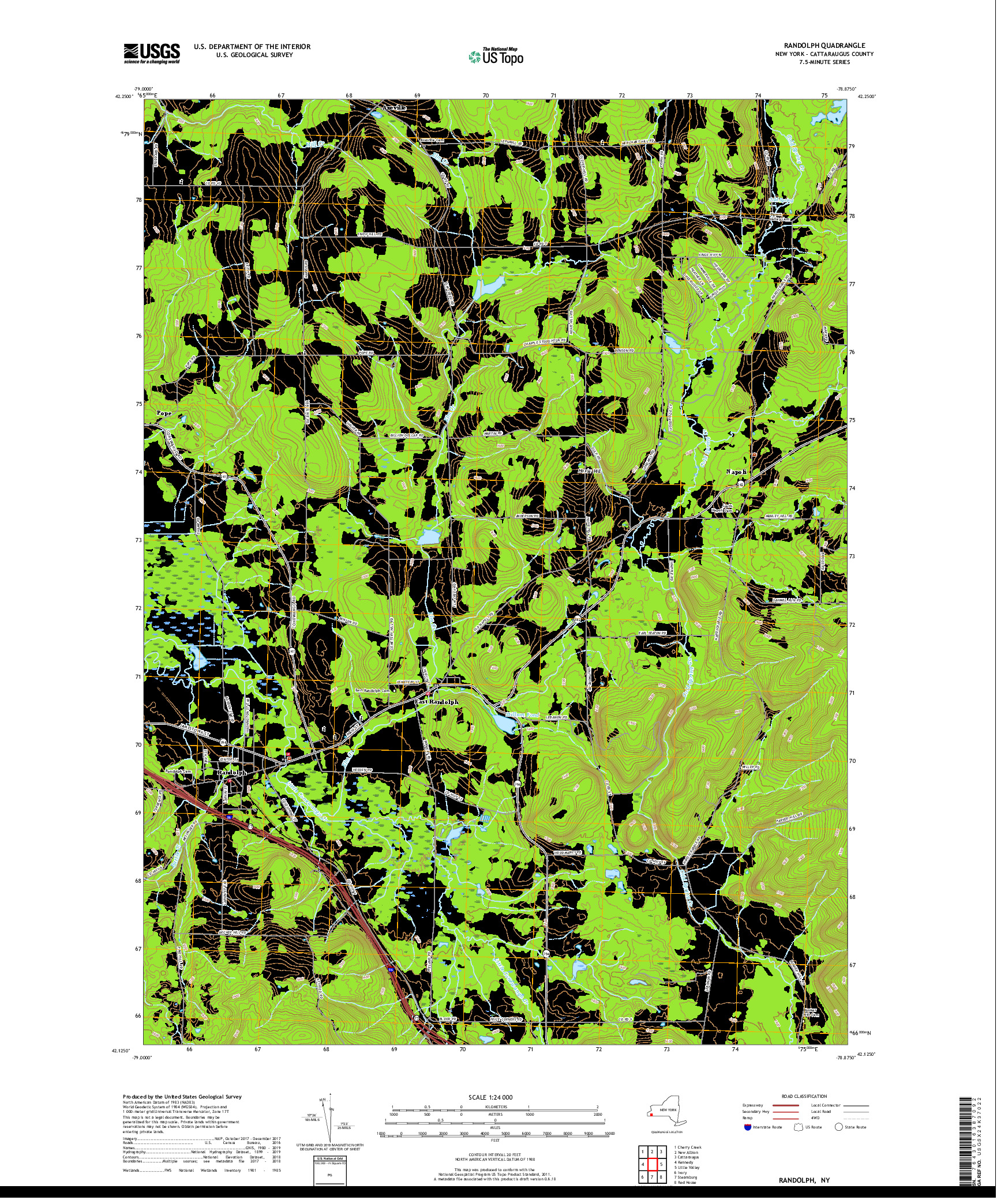 USGS US TOPO 7.5-MINUTE MAP FOR RANDOLPH, NY 2019