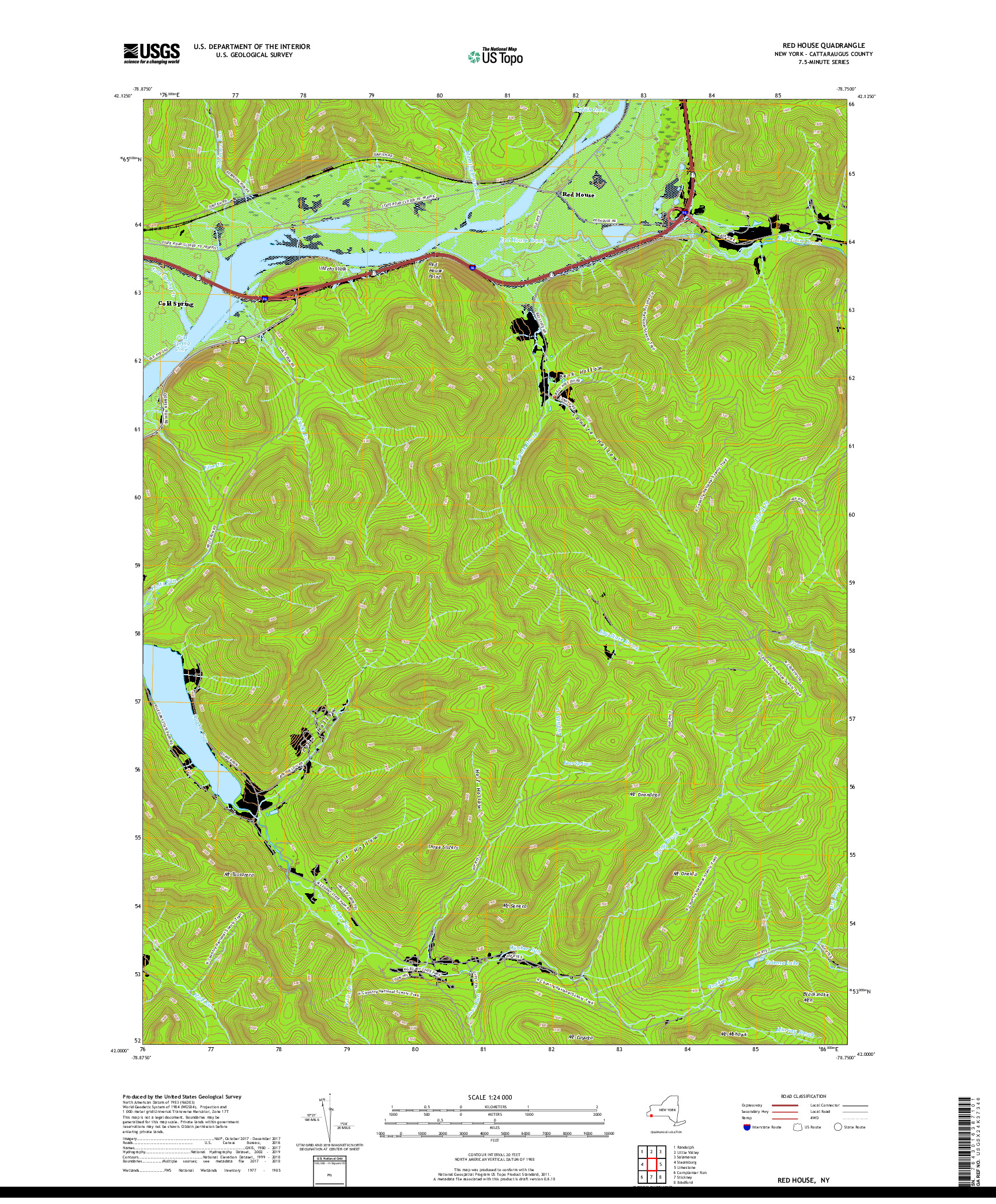 USGS US TOPO 7.5-MINUTE MAP FOR RED HOUSE, NY 2019