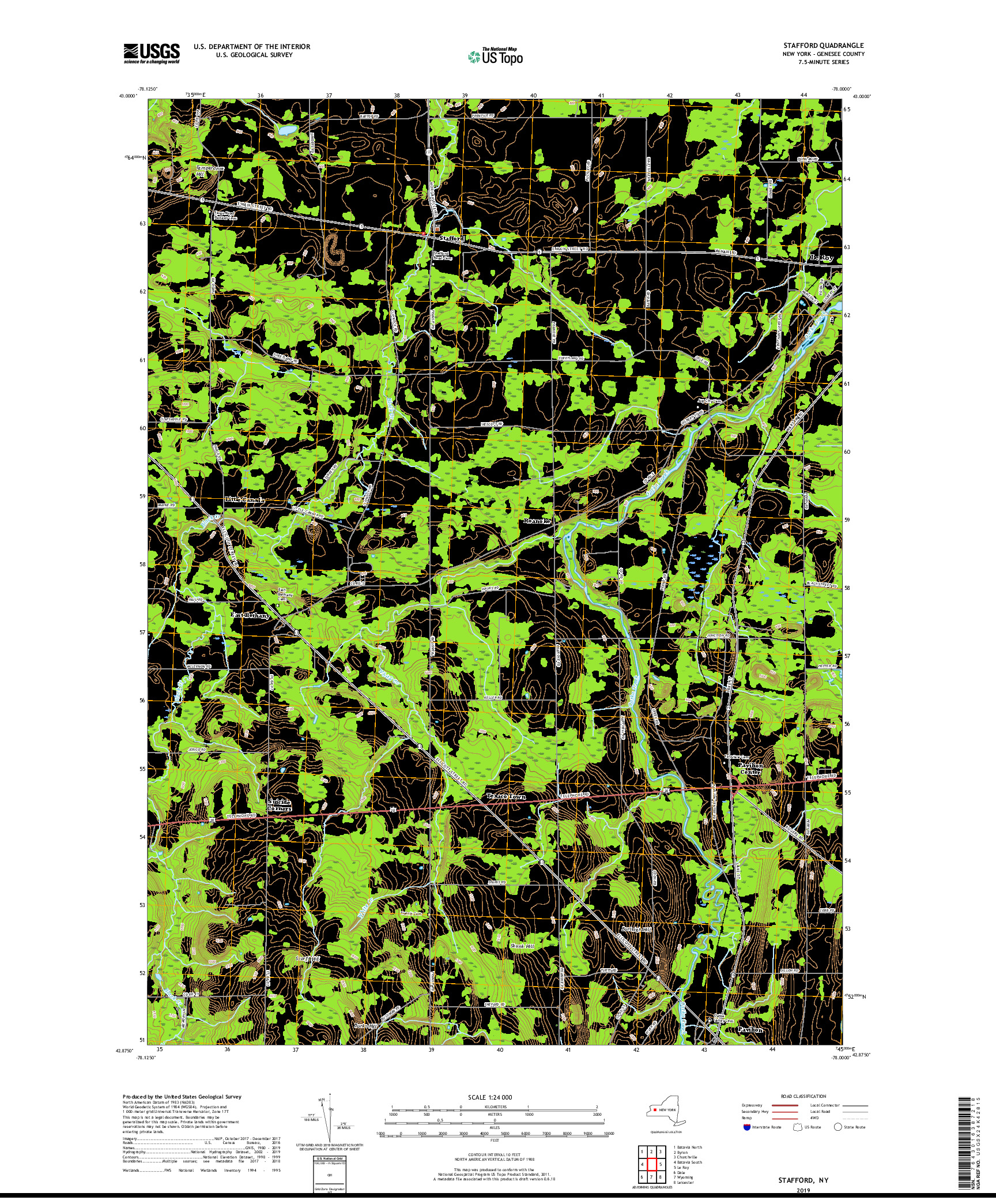 USGS US TOPO 7.5-MINUTE MAP FOR STAFFORD, NY 2019