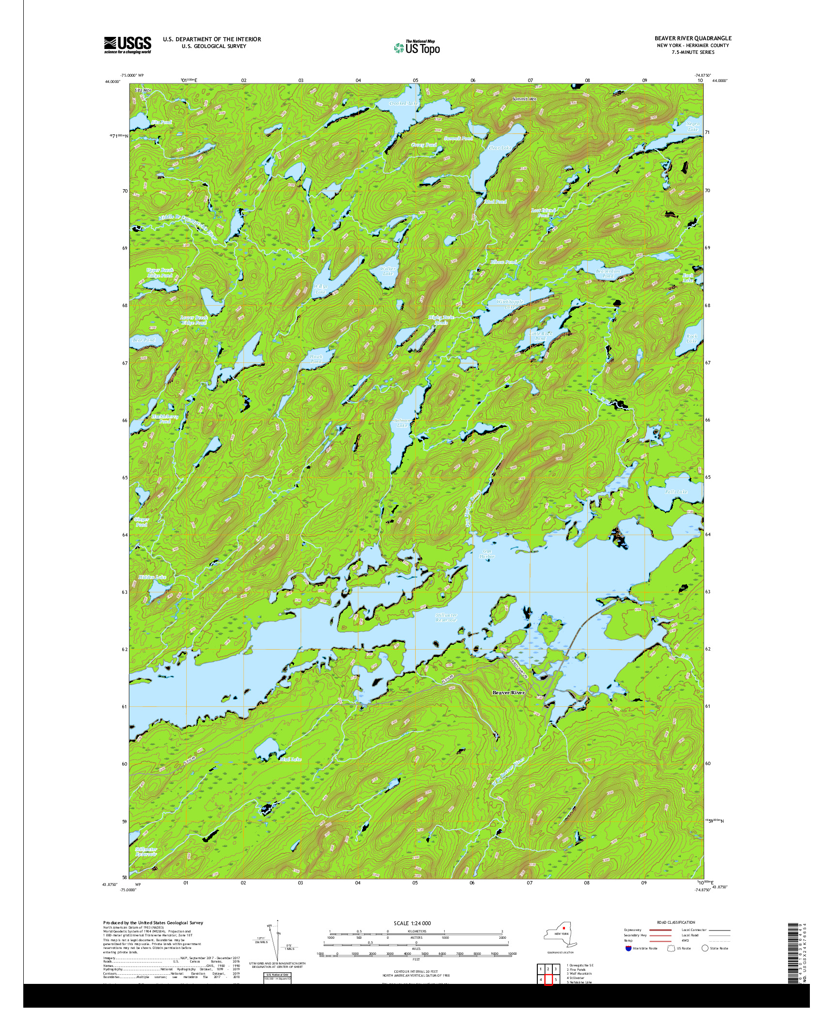 USGS US TOPO 7.5-MINUTE MAP FOR BEAVER RIVER, NY 2019