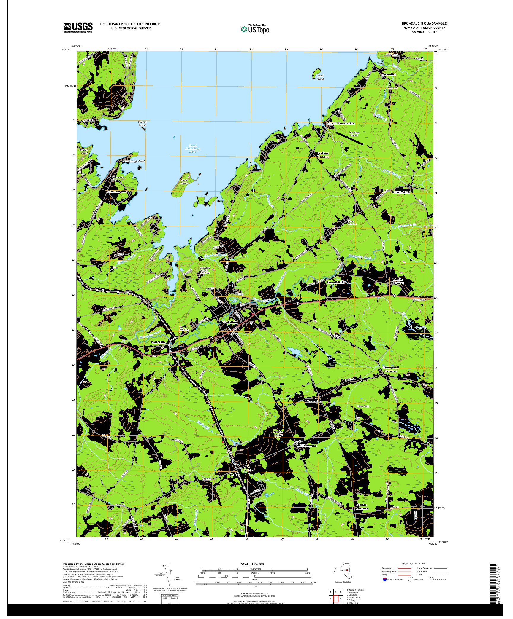 USGS US TOPO 7.5-MINUTE MAP FOR BROADALBIN, NY 2019