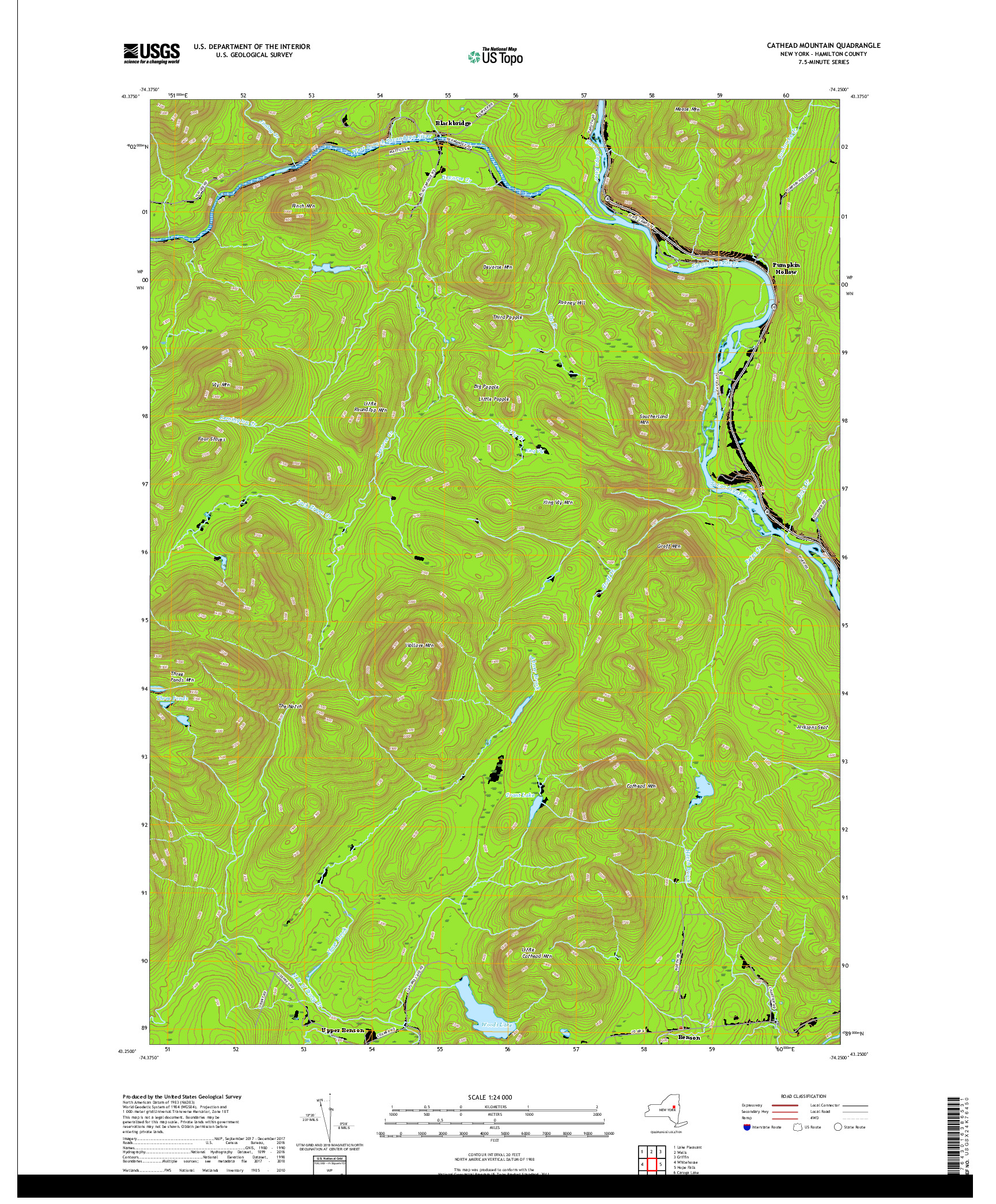 USGS US TOPO 7.5-MINUTE MAP FOR CATHEAD MOUNTAIN, NY 2019