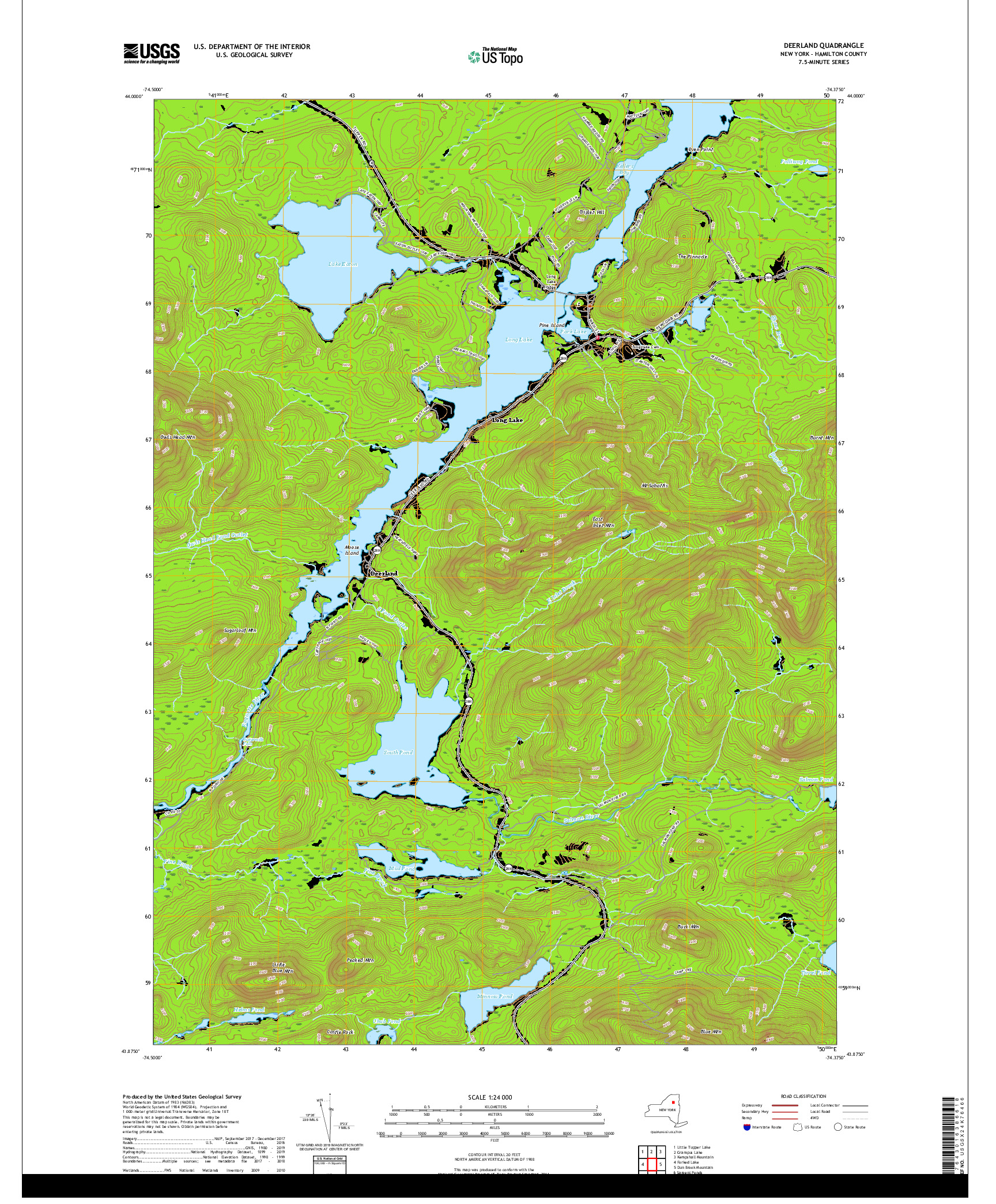 USGS US TOPO 7.5-MINUTE MAP FOR DEERLAND, NY 2019