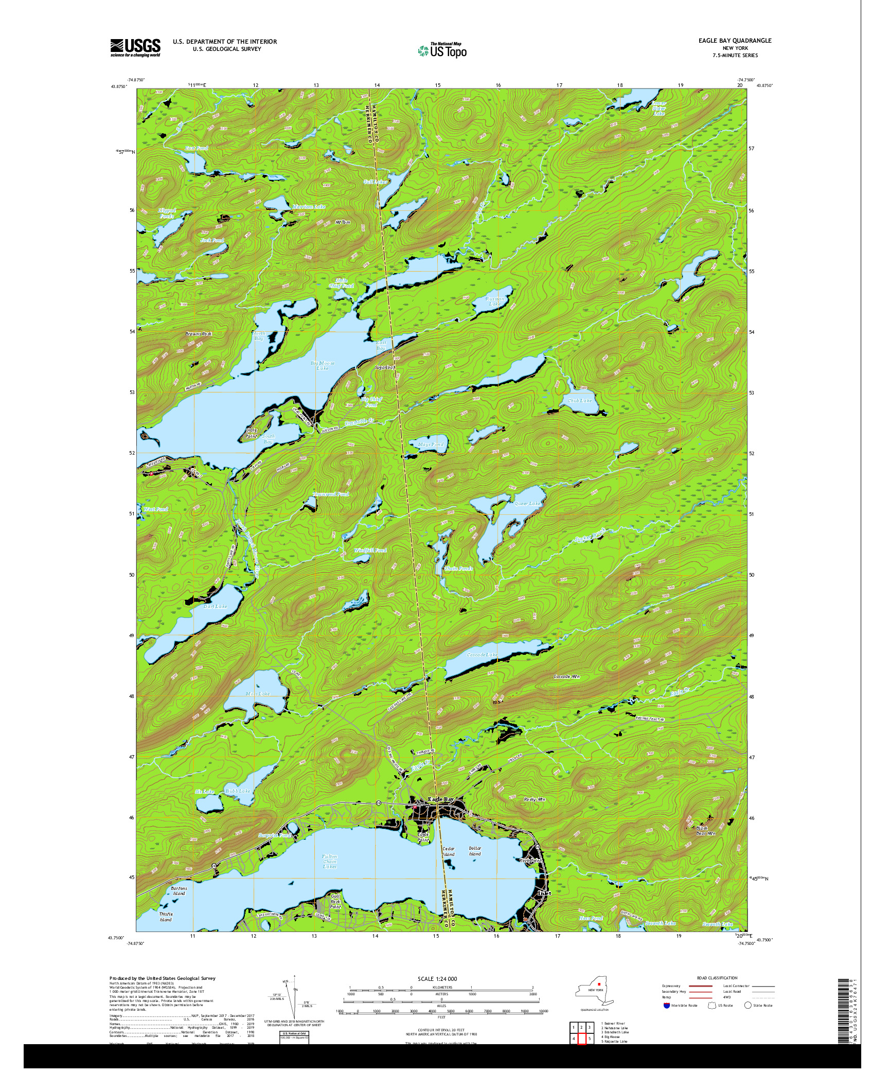 USGS US TOPO 7.5-MINUTE MAP FOR EAGLE BAY, NY 2019