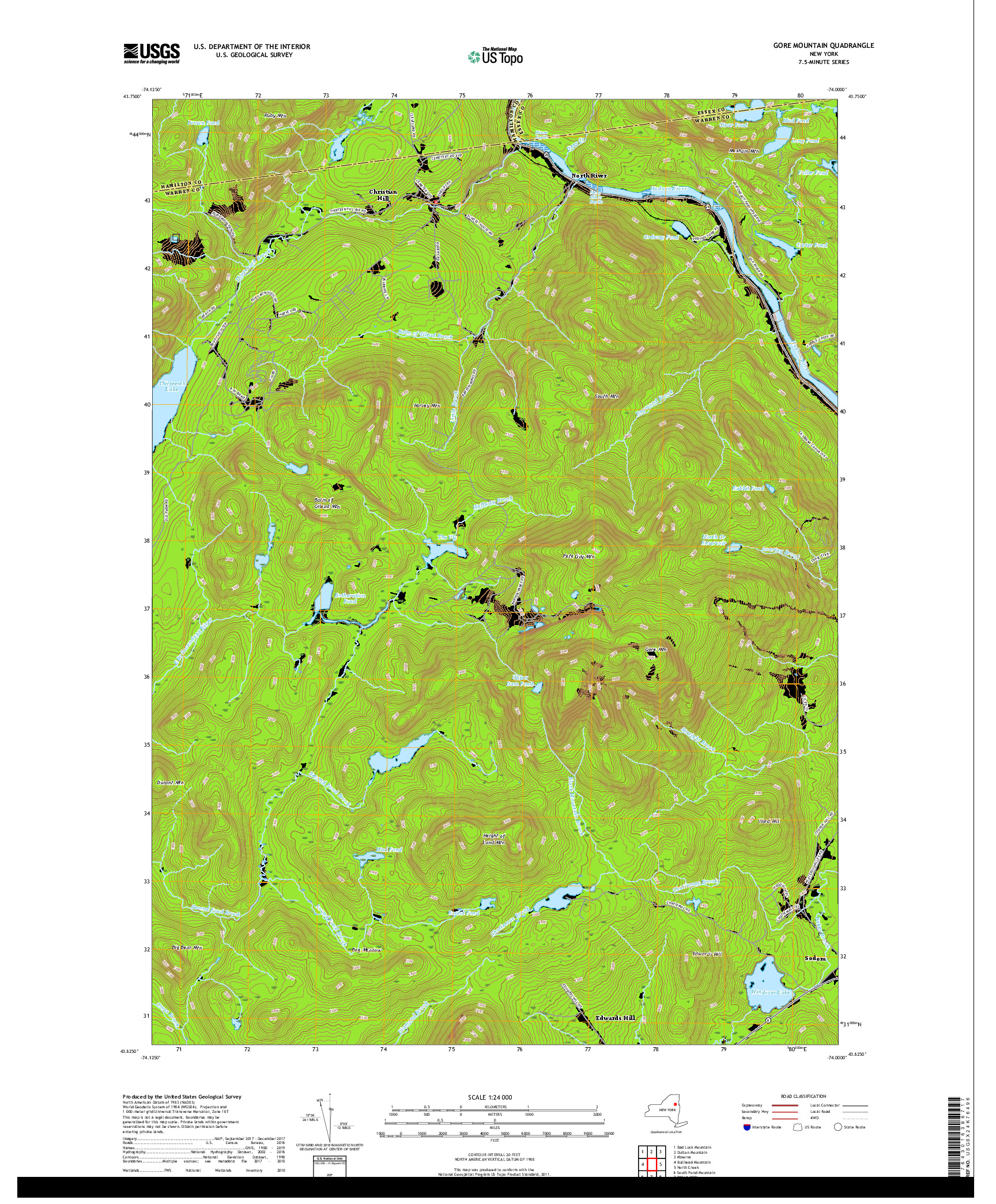 USGS US TOPO 7.5-MINUTE MAP FOR GORE MOUNTAIN, NY 2019
