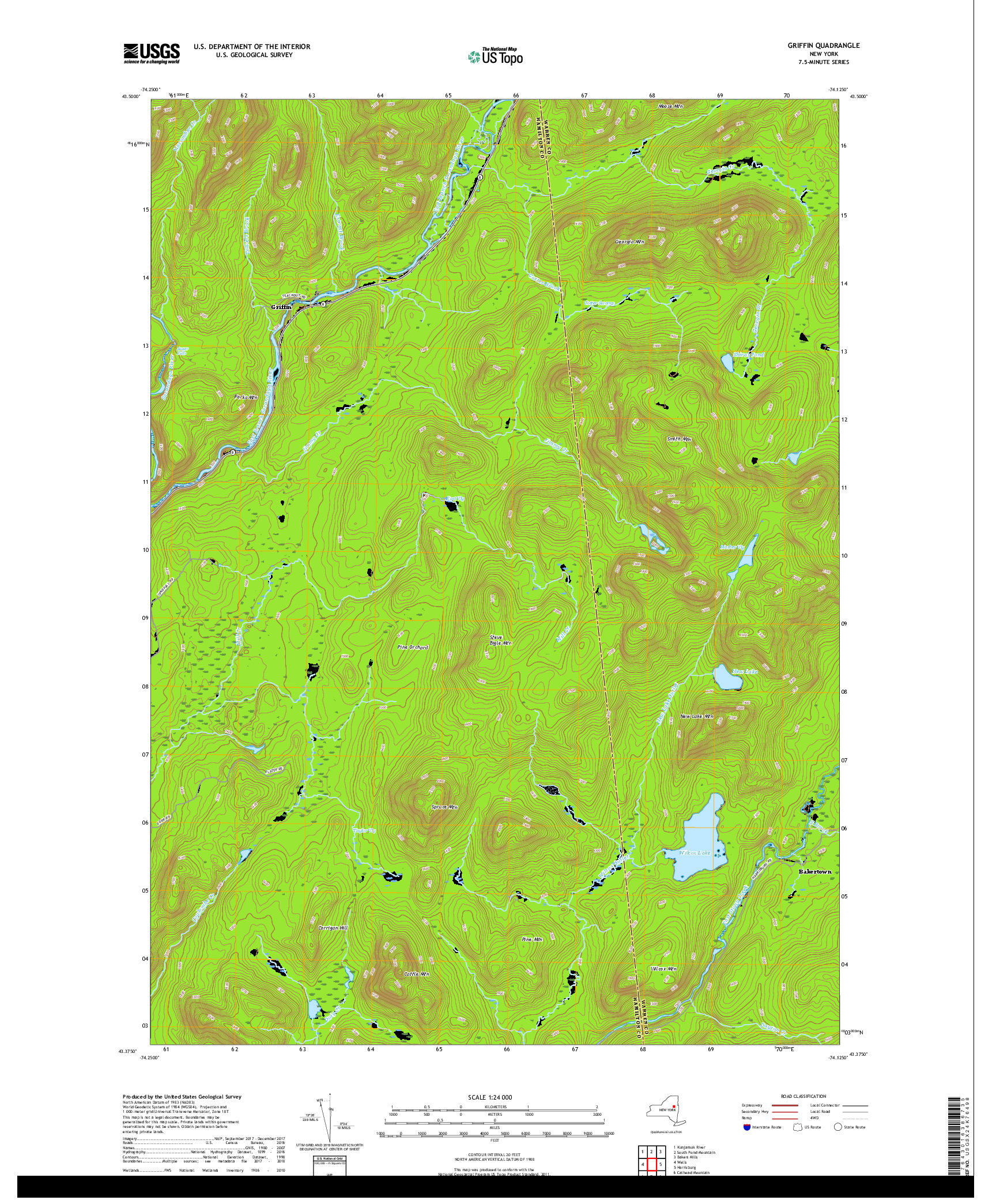 USGS US TOPO 7.5-MINUTE MAP FOR GRIFFIN, NY 2019