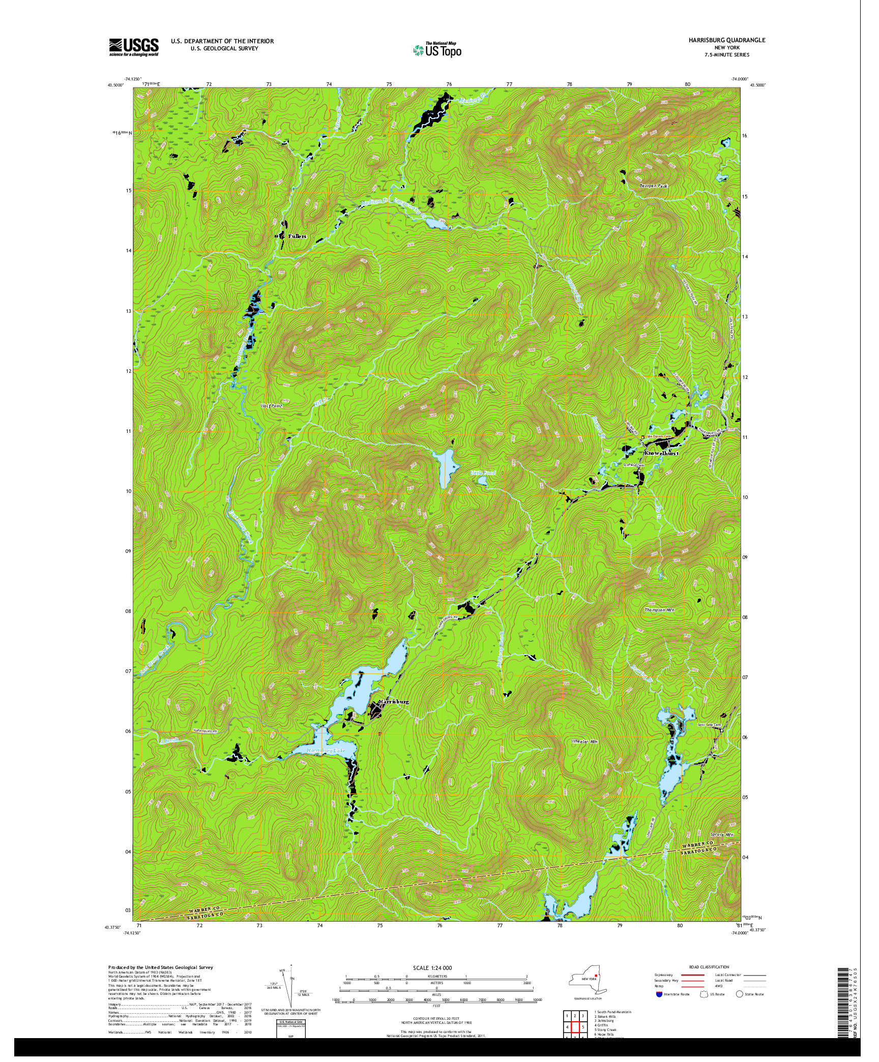 USGS US TOPO 7.5-MINUTE MAP FOR HARRISBURG, NY 2019