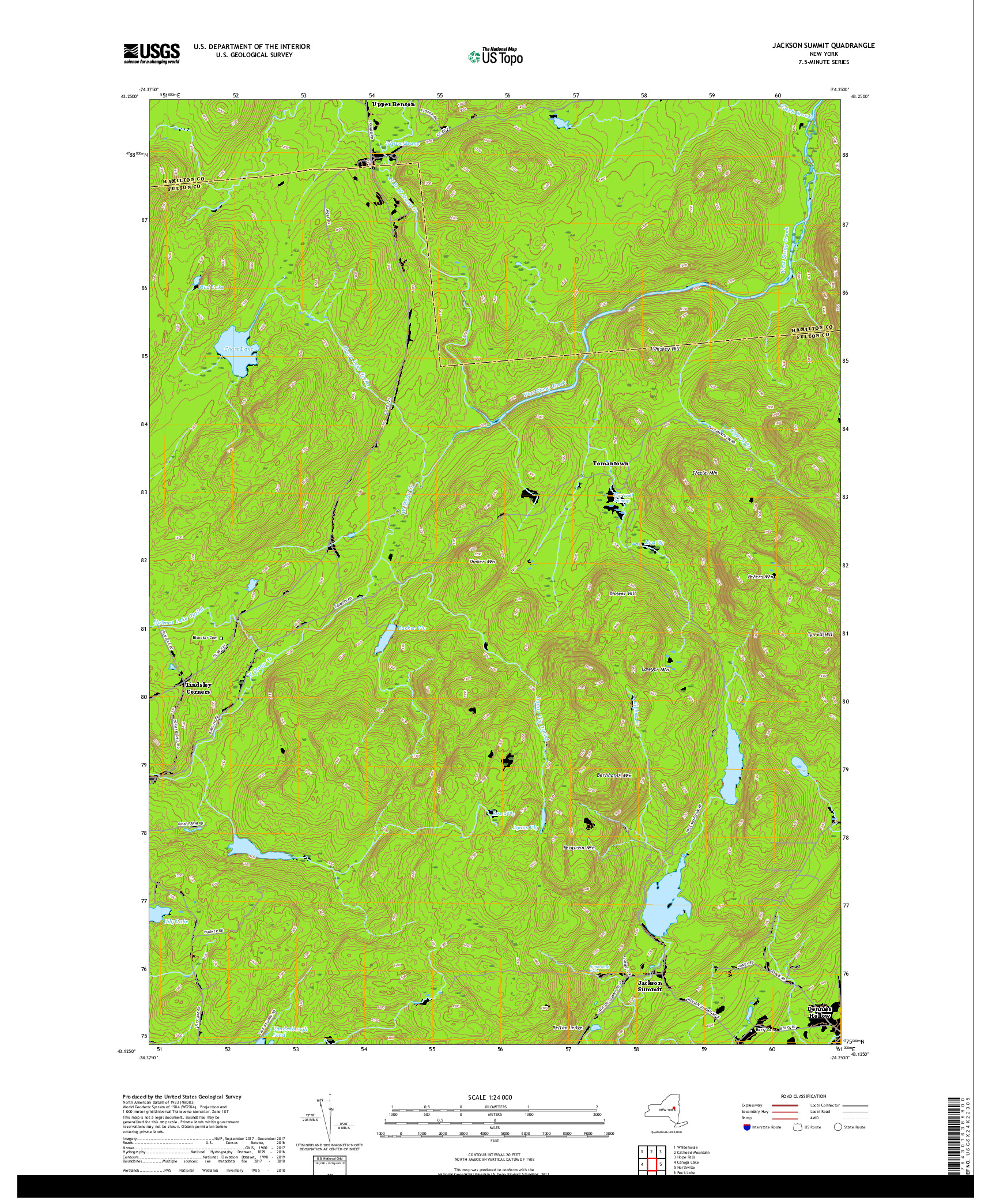 USGS US TOPO 7.5-MINUTE MAP FOR JACKSON SUMMIT, NY 2019