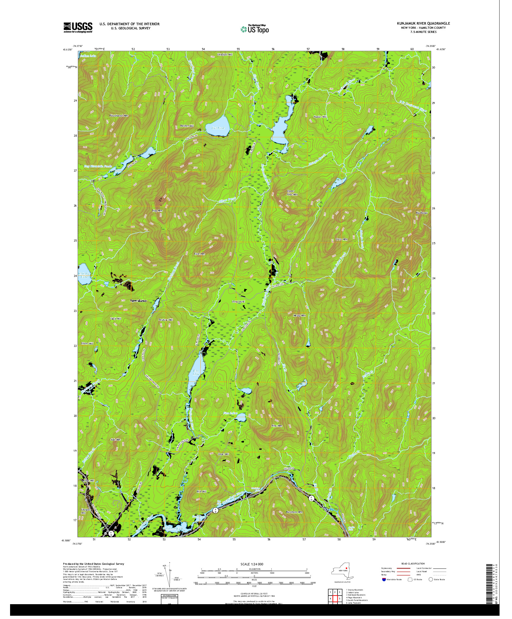 USGS US TOPO 7.5-MINUTE MAP FOR KUNJAMUK RIVER, NY 2019