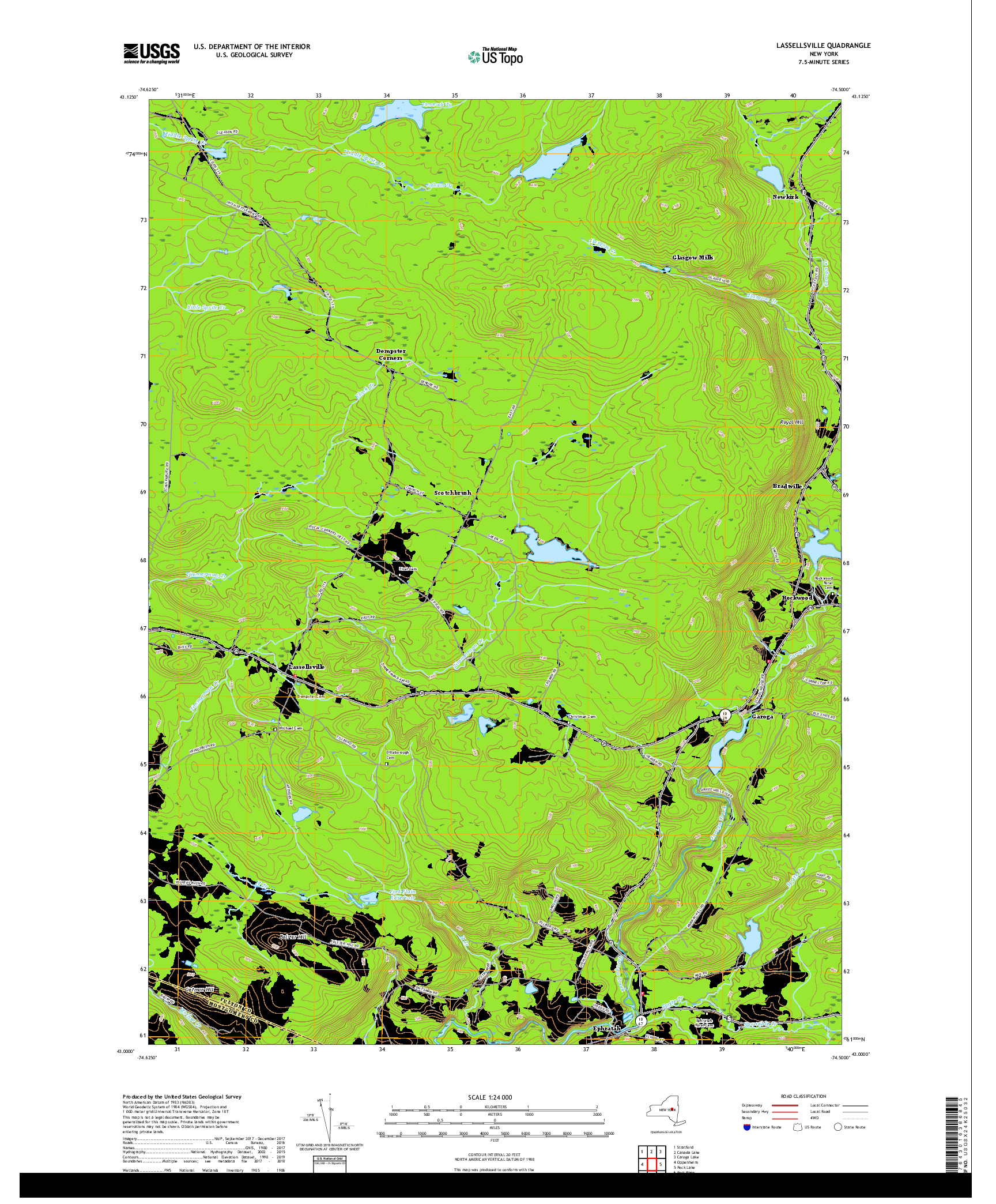 USGS US TOPO 7.5-MINUTE MAP FOR LASSELLSVILLE, NY 2019