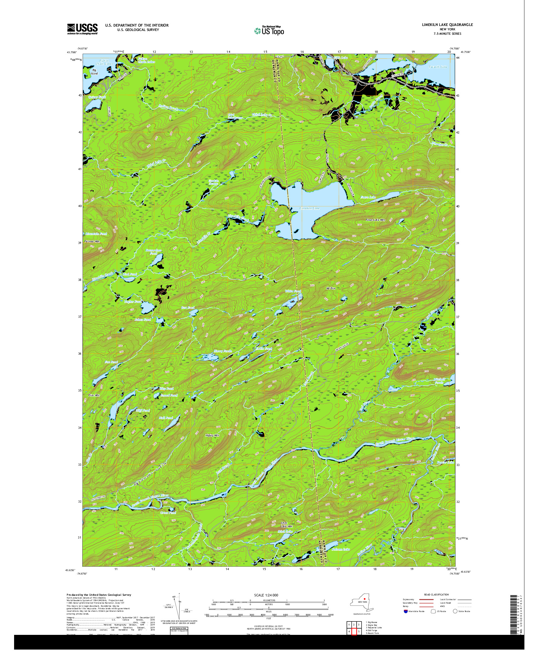 USGS US TOPO 7.5-MINUTE MAP FOR LIMEKILN LAKE, NY 2019