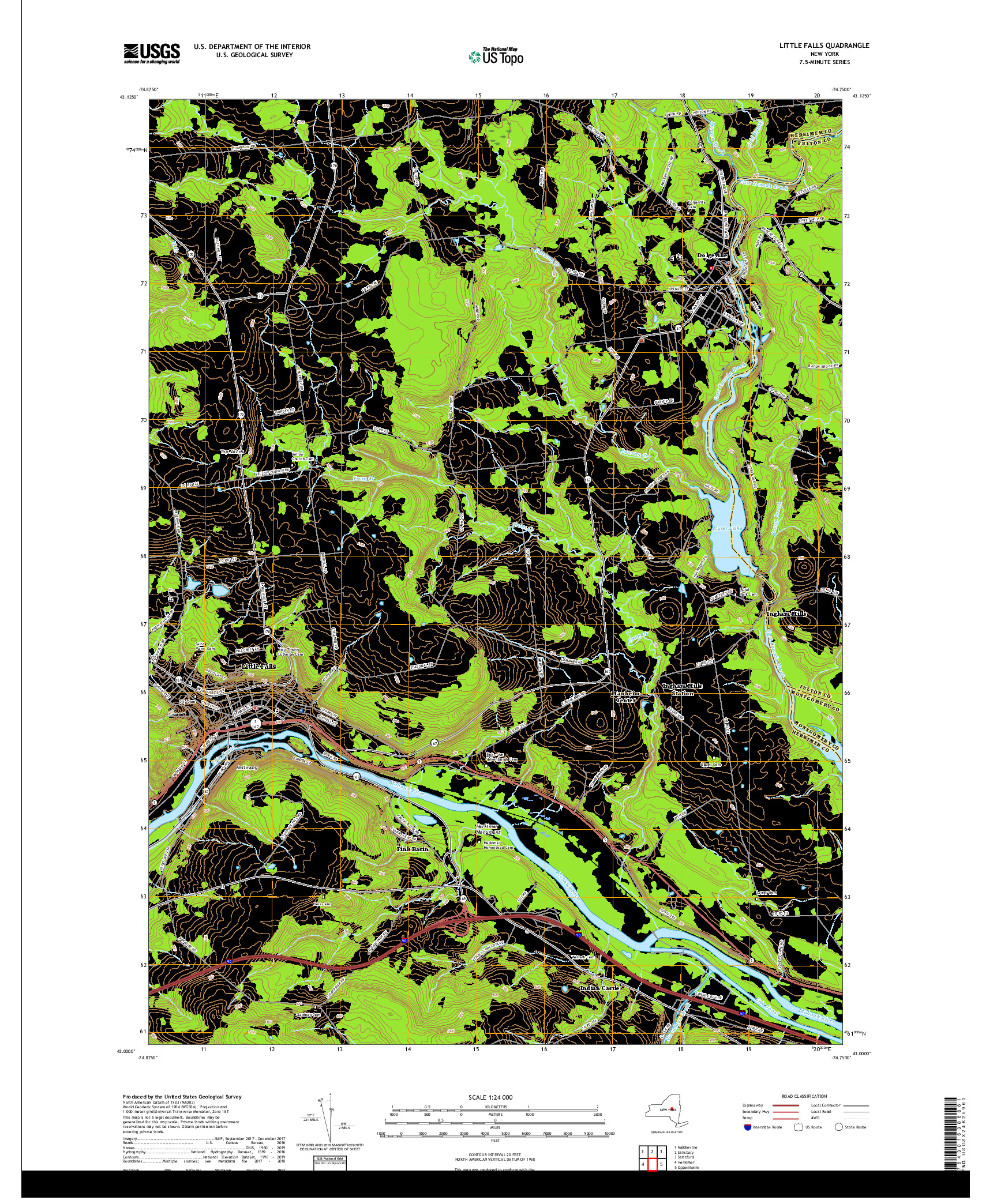 USGS US TOPO 7.5-MINUTE MAP FOR LITTLE FALLS, NY 2019