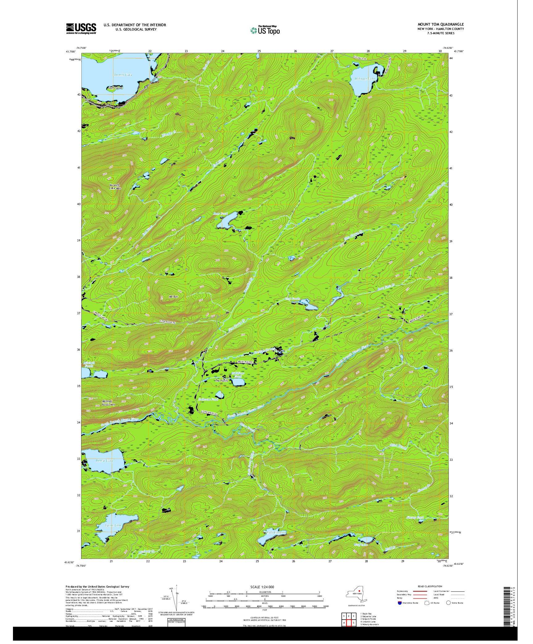 USGS US TOPO 7.5-MINUTE MAP FOR MOUNT TOM, NY 2019