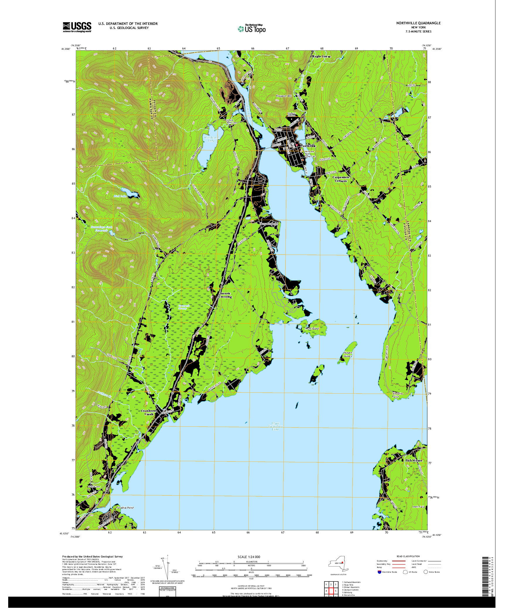 USGS US TOPO 7.5-MINUTE MAP FOR NORTHVILLE, NY 2019