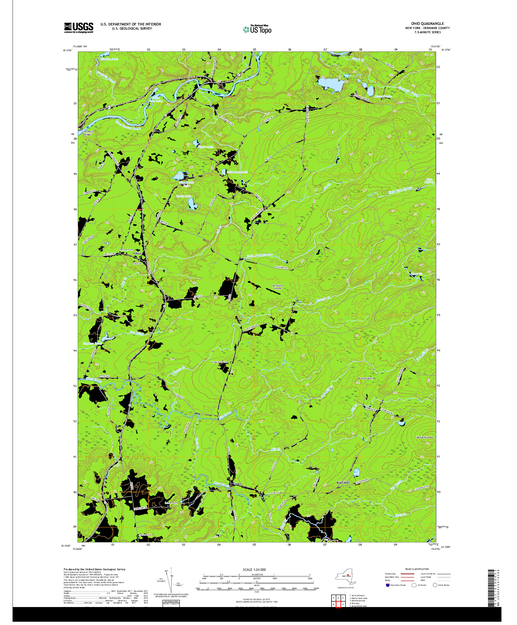 USGS US TOPO 7.5-MINUTE MAP FOR OHIO, NY 2019