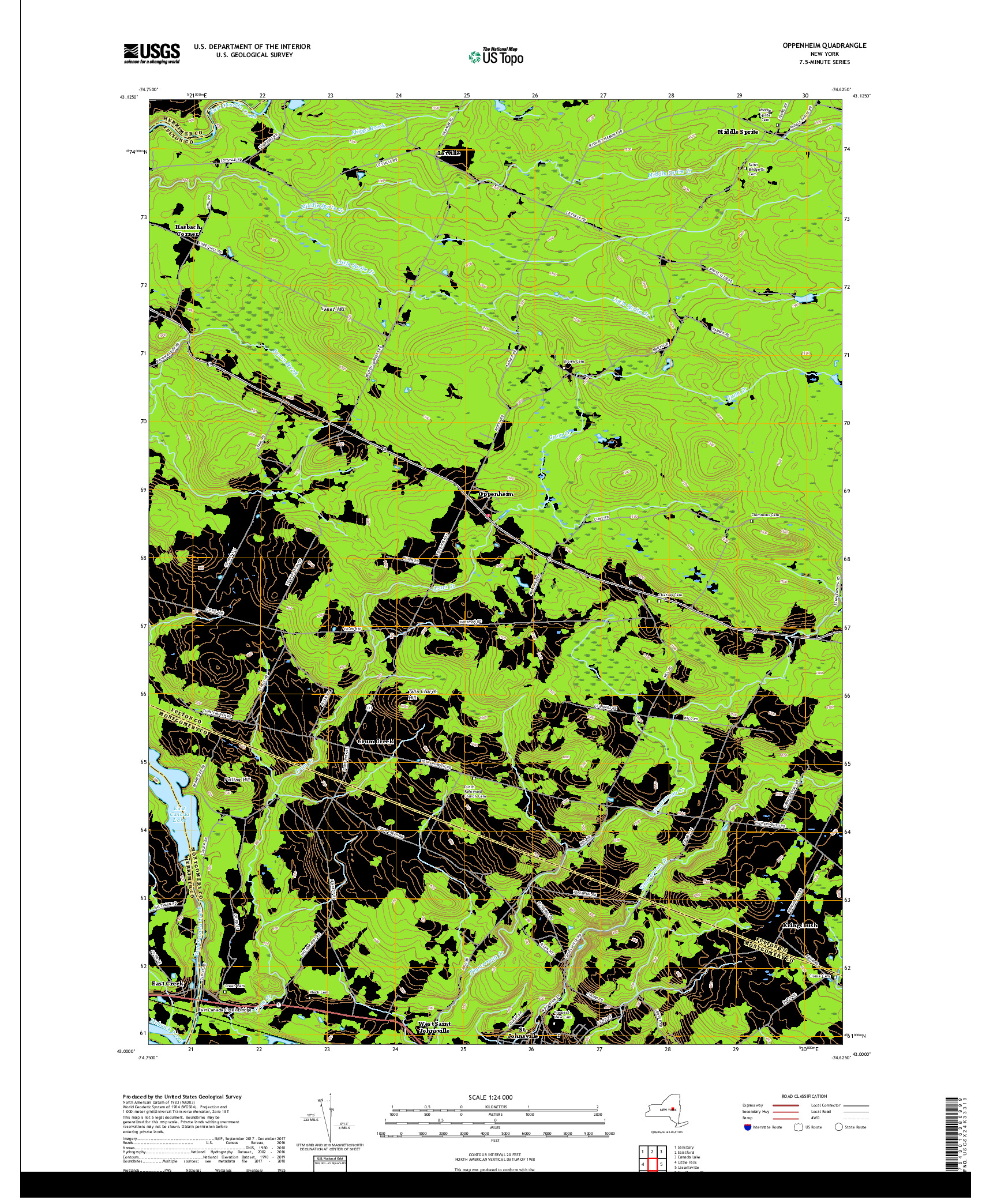 USGS US TOPO 7.5-MINUTE MAP FOR OPPENHEIM, NY 2019