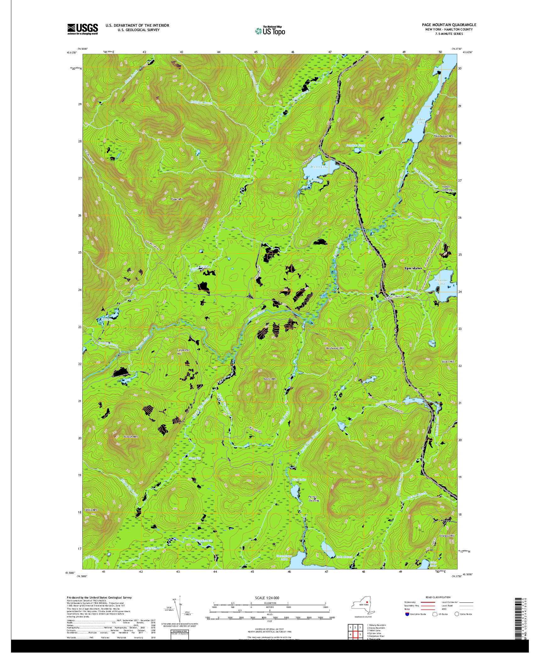 USGS US TOPO 7.5-MINUTE MAP FOR PAGE MOUNTAIN, NY 2019