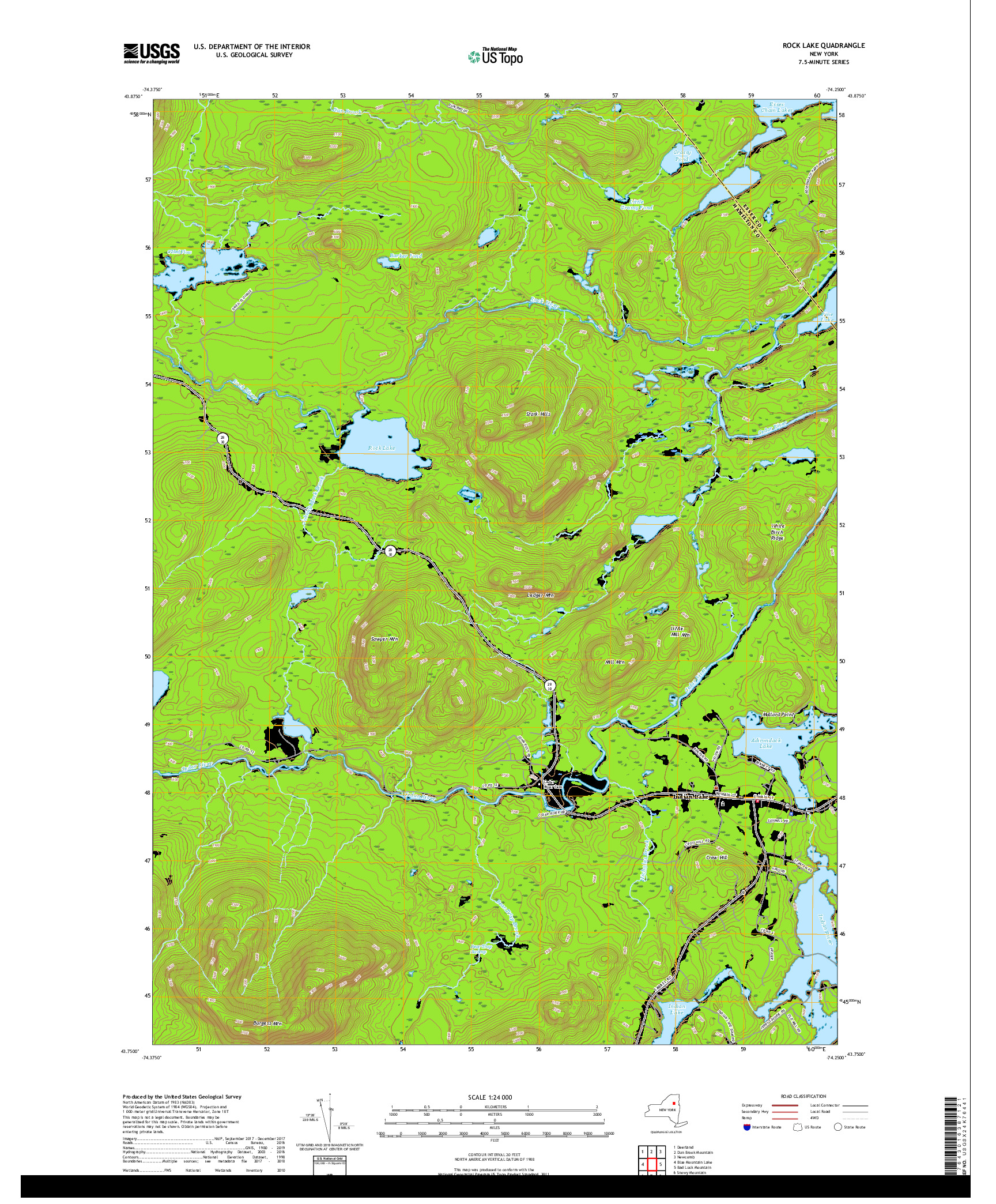 USGS US TOPO 7.5-MINUTE MAP FOR ROCK LAKE, NY 2019