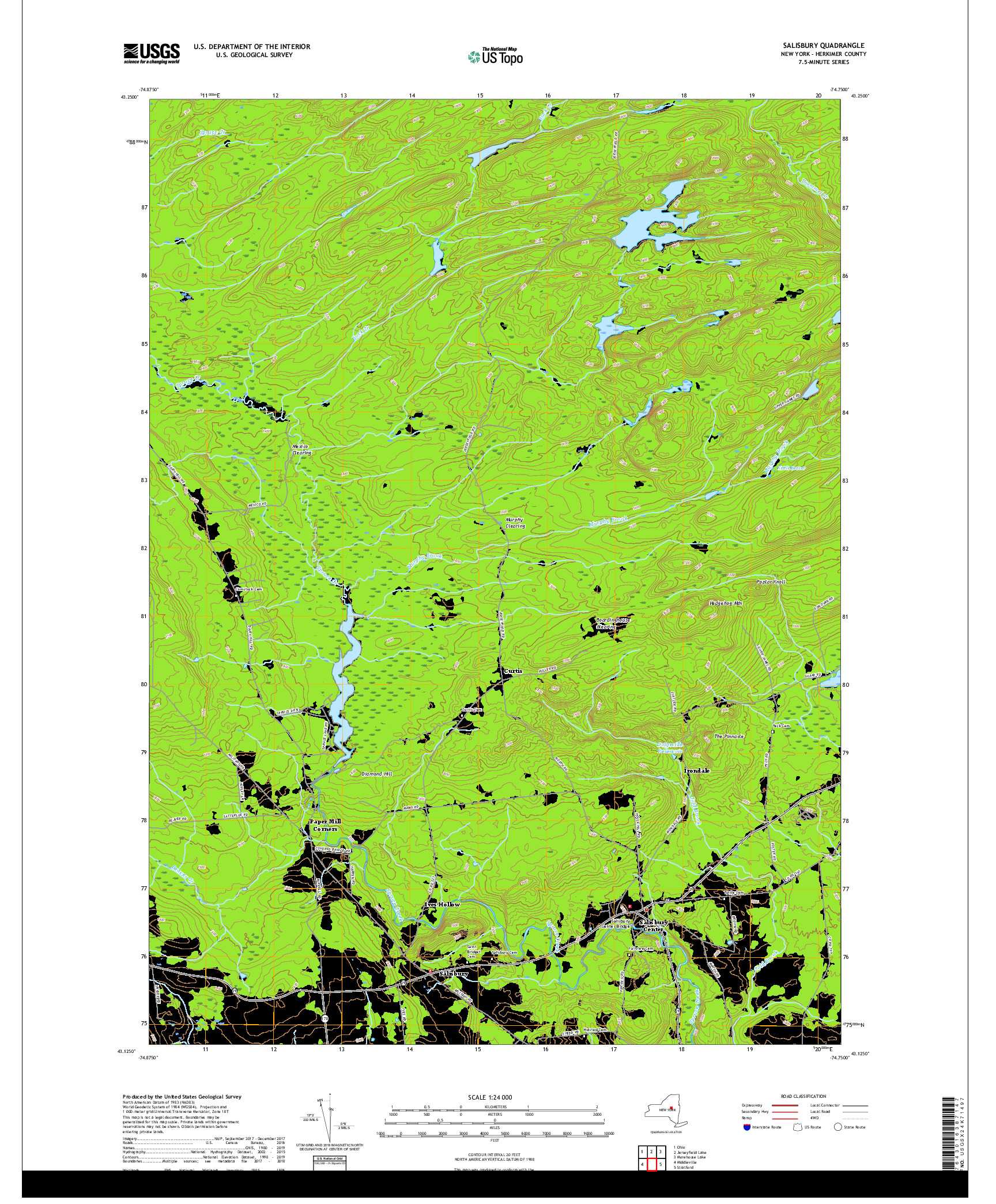 USGS US TOPO 7.5-MINUTE MAP FOR SALISBURY, NY 2019