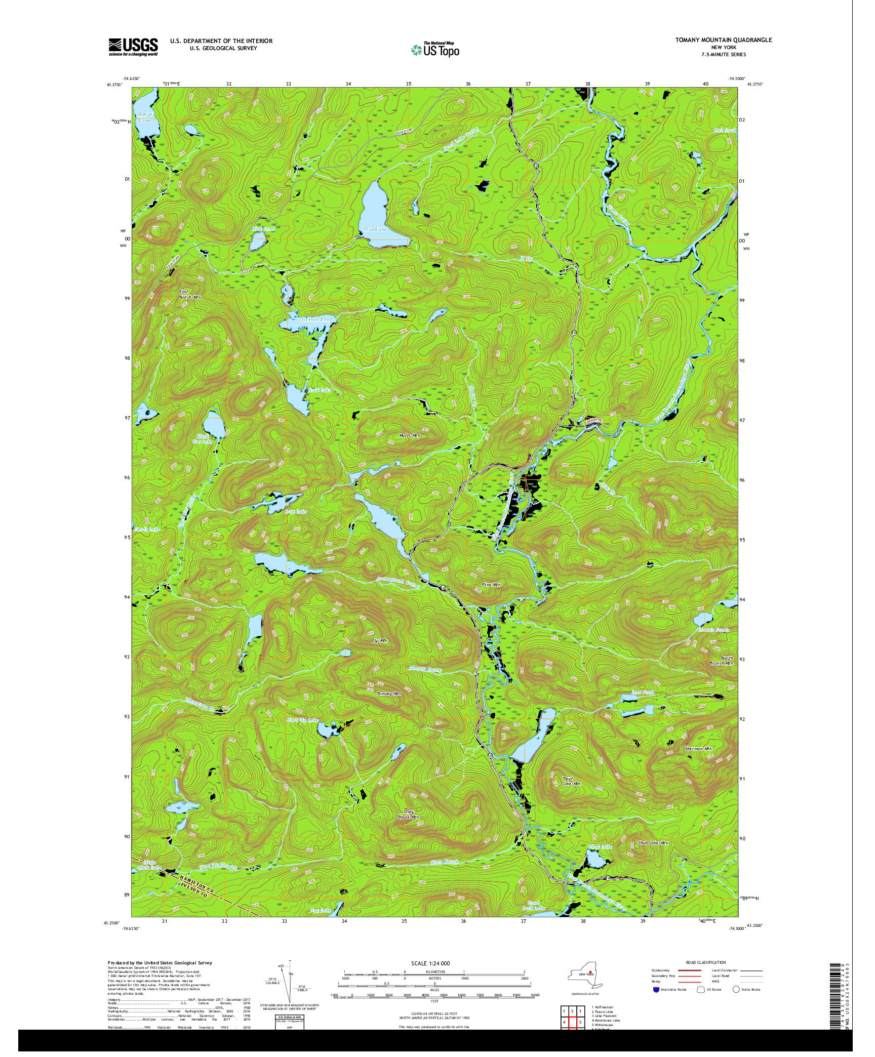 USGS US TOPO 7.5-MINUTE MAP FOR TOMANY MOUNTAIN, NY 2019