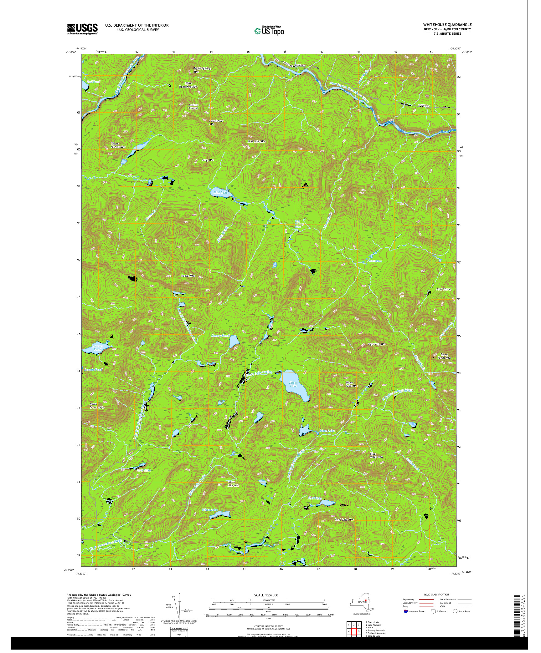 USGS US TOPO 7.5-MINUTE MAP FOR WHITEHOUSE, NY 2019