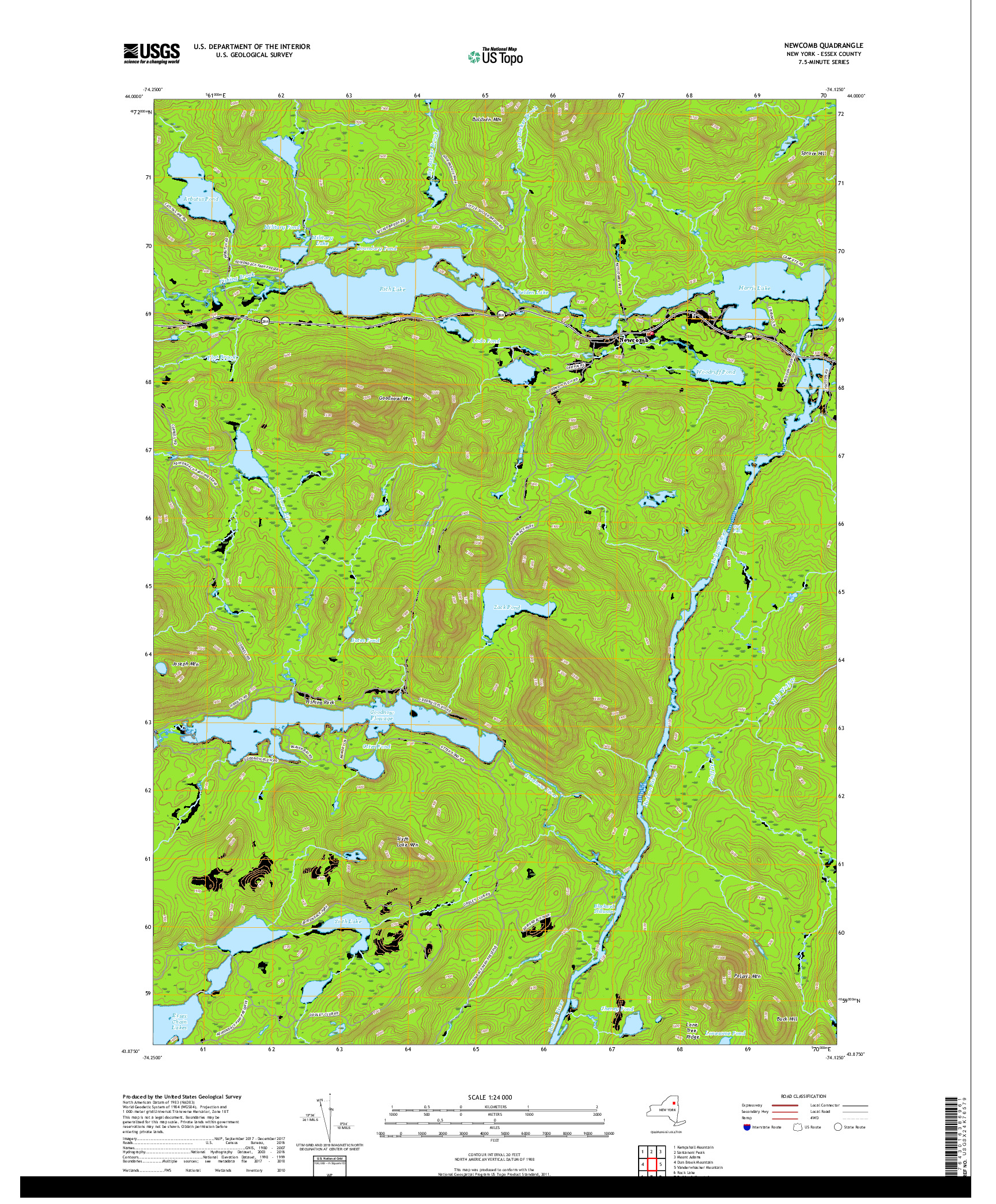 USGS US TOPO 7.5-MINUTE MAP FOR NEWCOMB, NY 2019