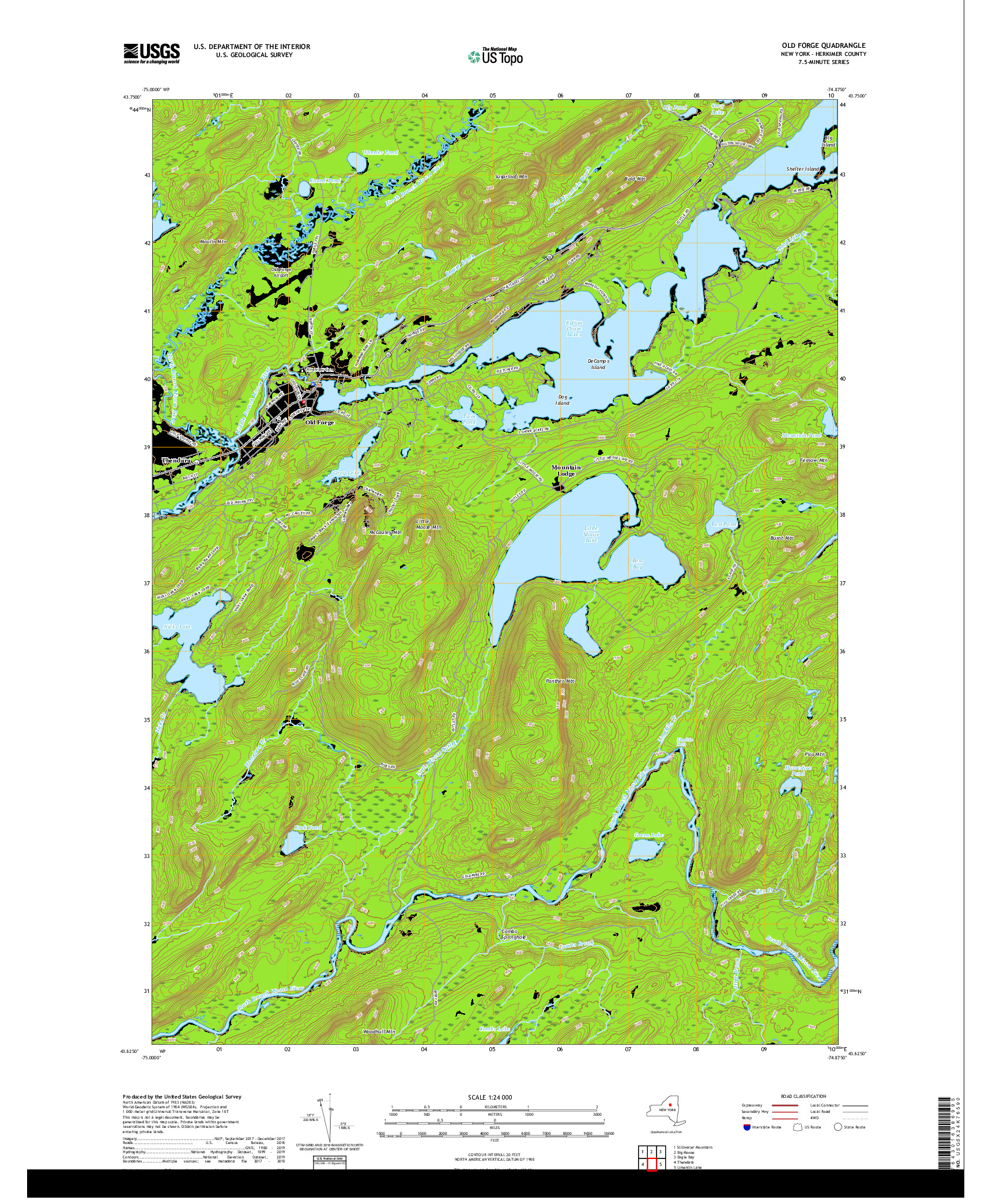 USGS US TOPO 7.5-MINUTE MAP FOR OLD FORGE, NY 2019