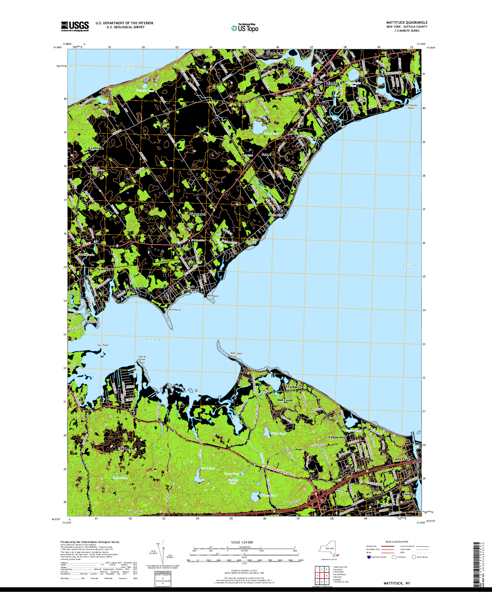 USGS US TOPO 7.5-MINUTE MAP FOR MATTITUCK, NY 2019