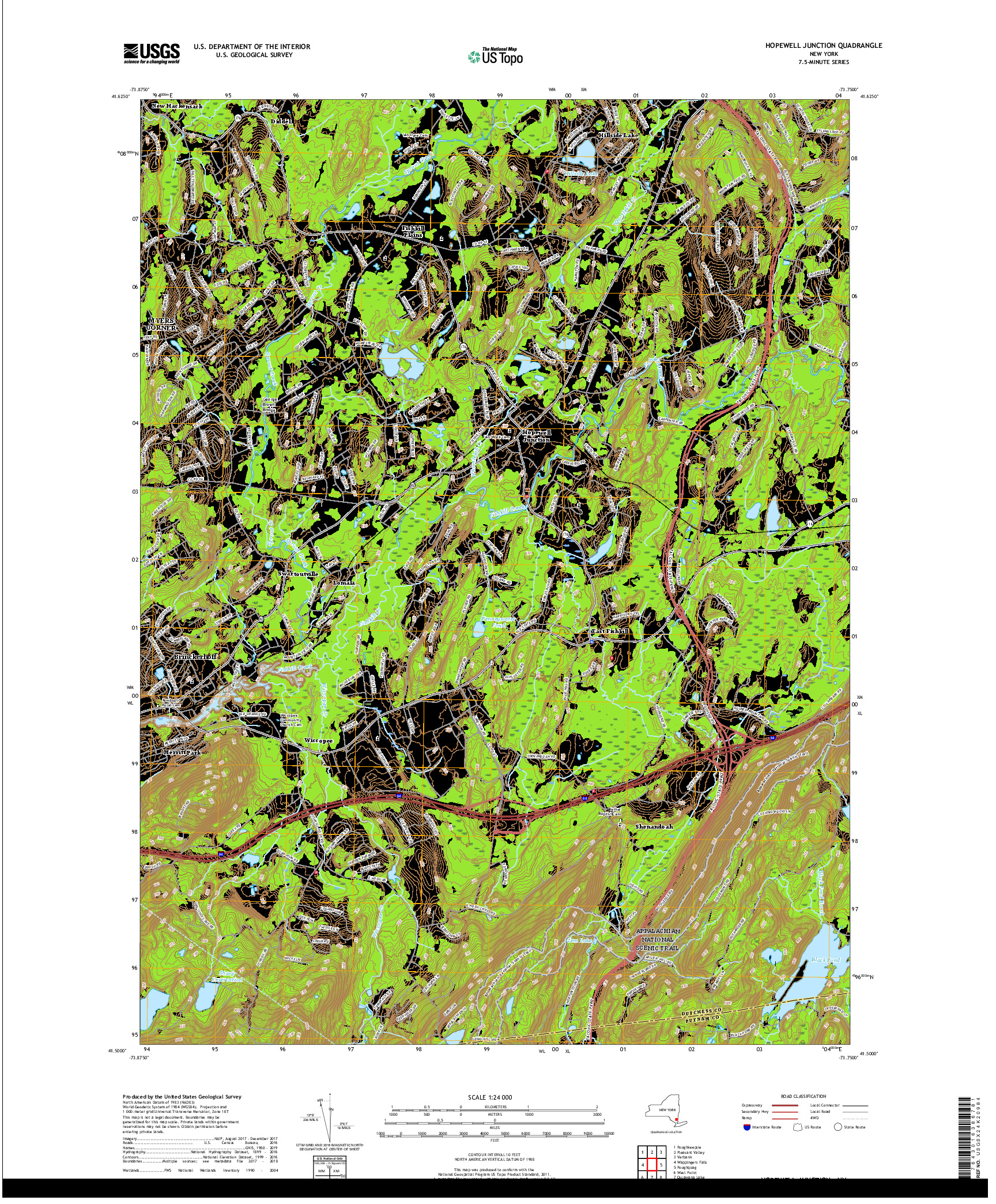 USGS US TOPO 7.5-MINUTE MAP FOR HOPEWELL JUNCTION, NY 2019