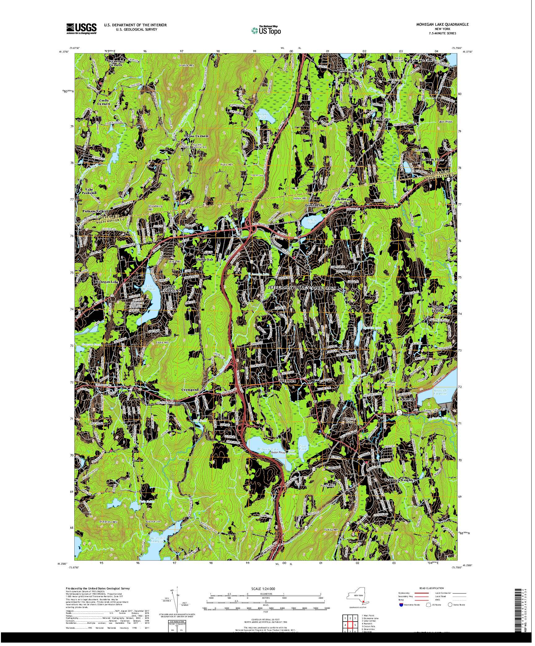 USGS US TOPO 7.5-MINUTE MAP FOR MOHEGAN LAKE, NY 2019