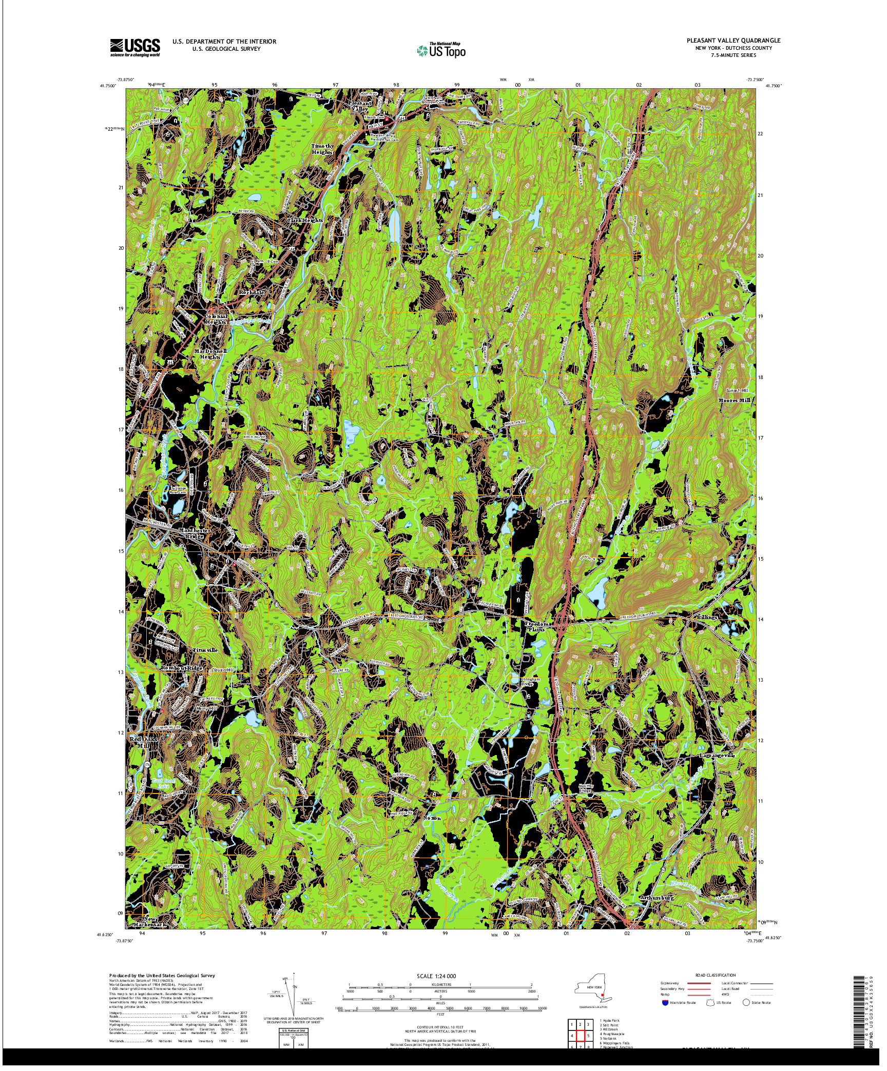 USGS US TOPO 7.5-MINUTE MAP FOR PLEASANT VALLEY, NY 2019