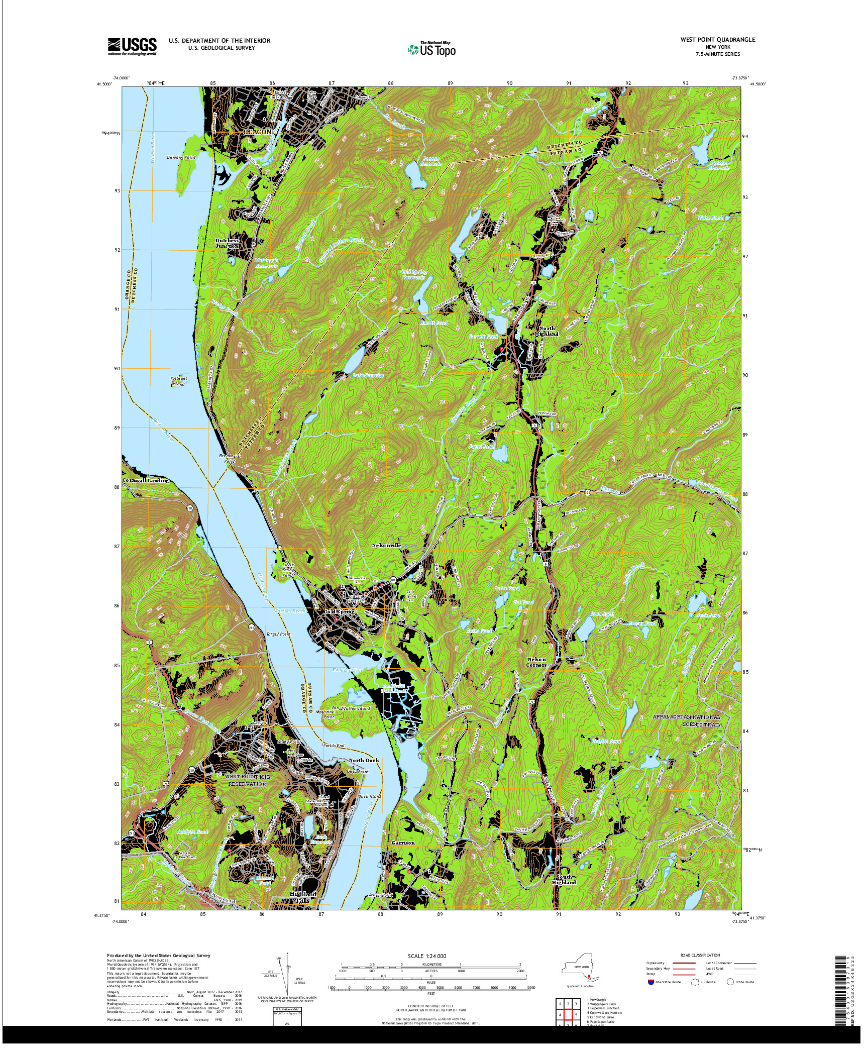 USGS US TOPO 7.5-MINUTE MAP FOR WEST POINT, NY 2019